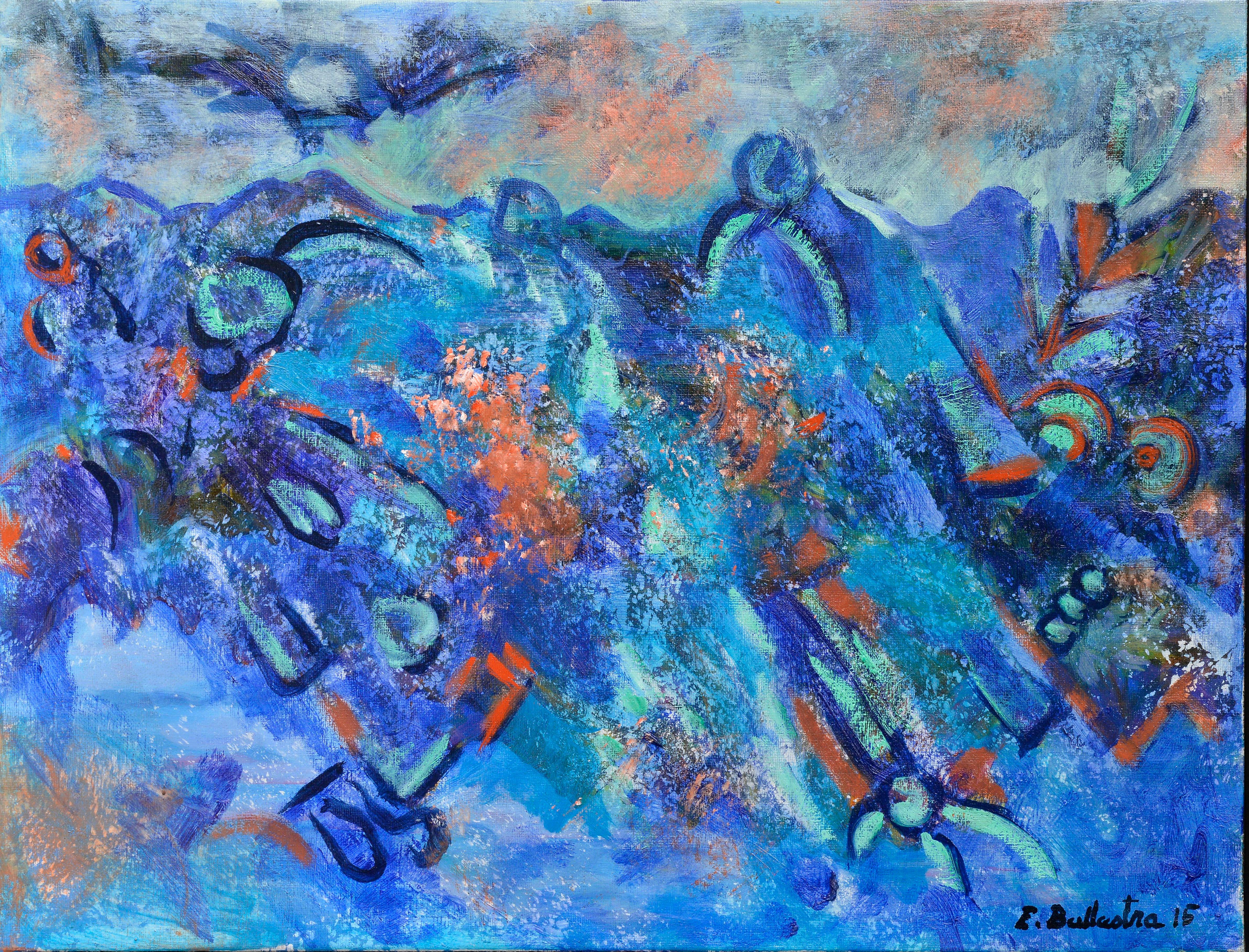 Reliefs Alpins - Painting by Evelyne Ballestra