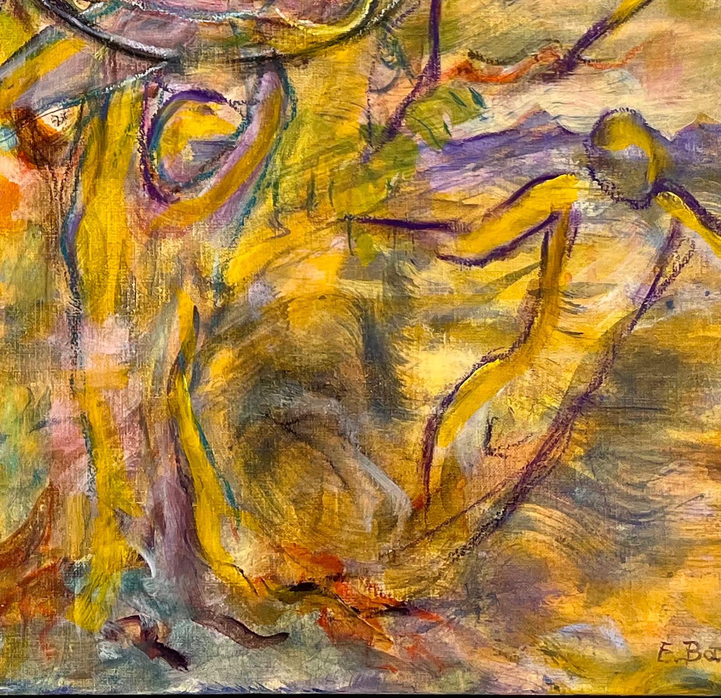 Circo del Sol II - Figurative Painting Marrón de Evelyne Ballestra