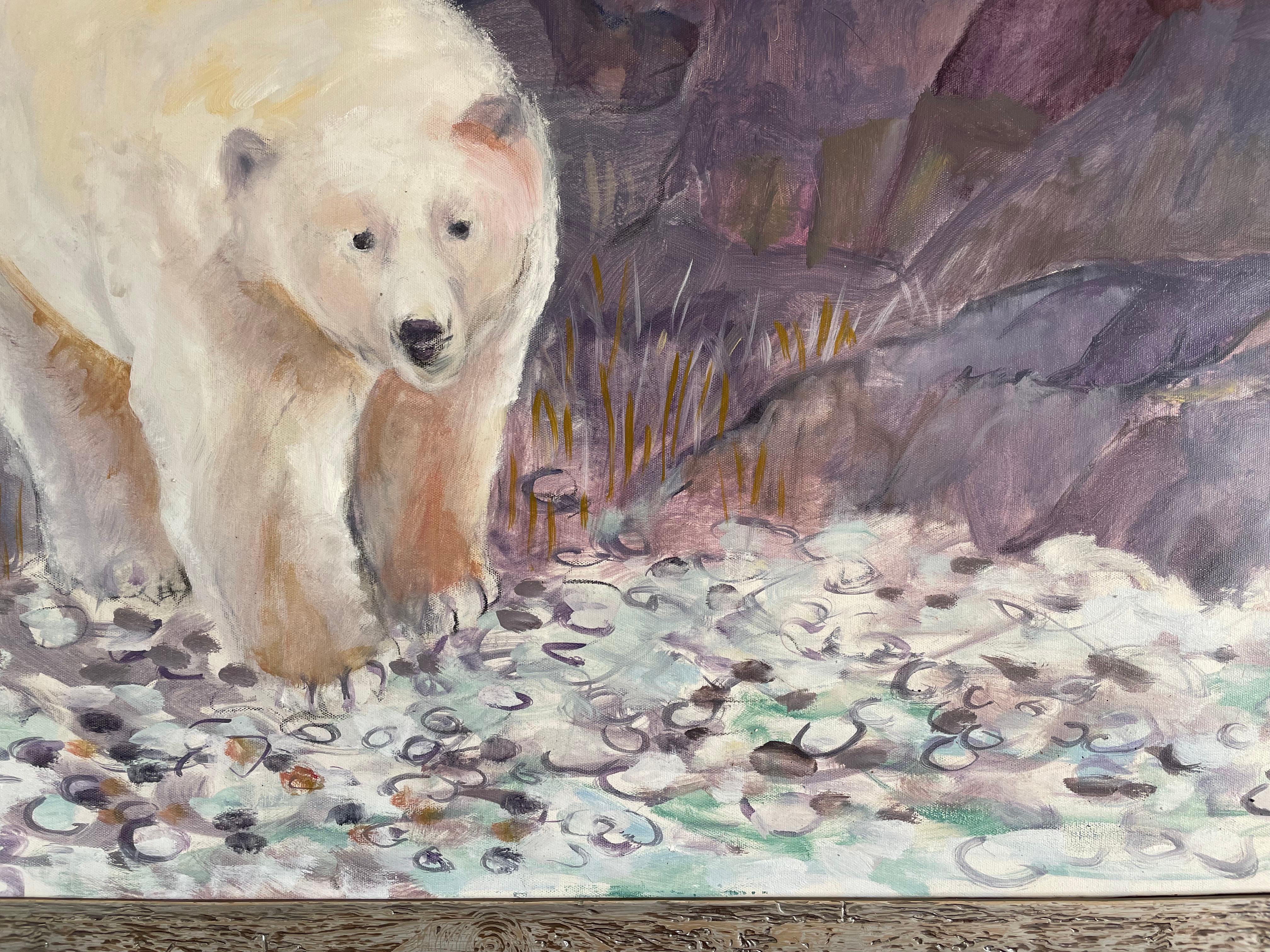 White Polar Bear  - Contemporary Painting by Evelyne Ballestra