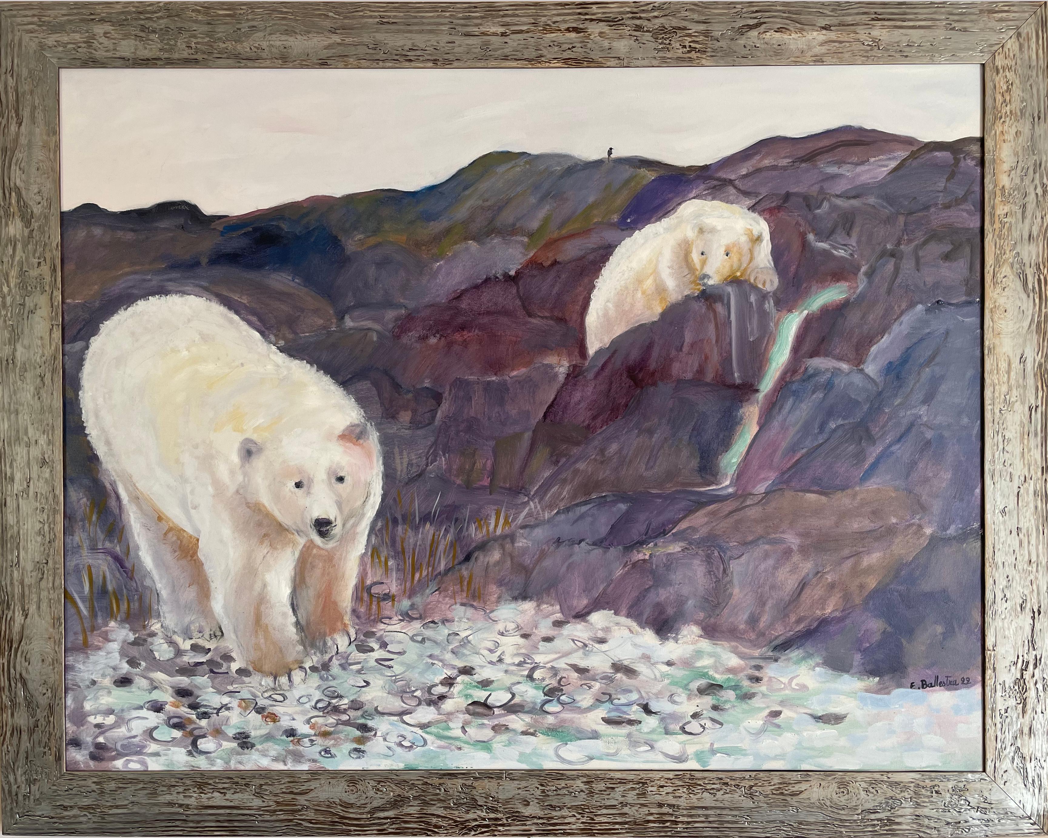 Evelyne Ballestra Animal Painting - White Polar Bear 