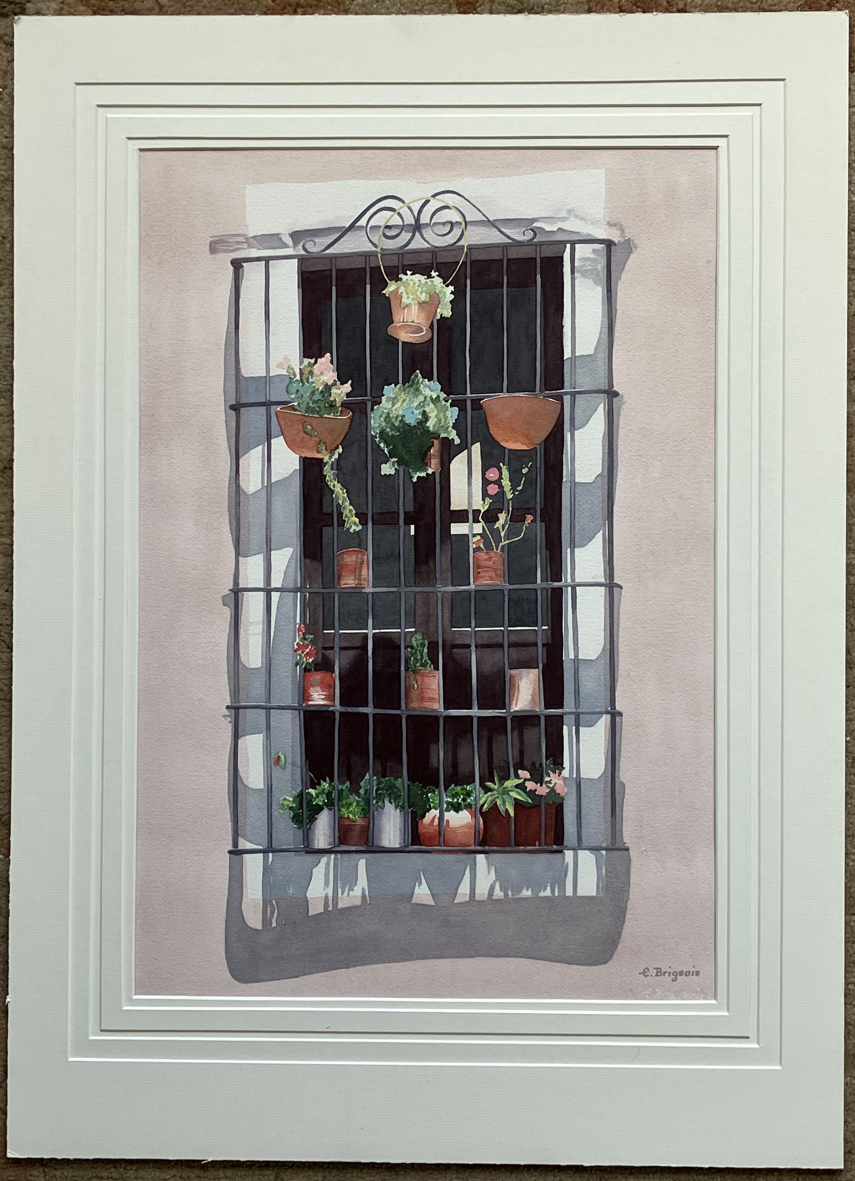 Guanajuato Window - Painting by Evelyne Brigeois