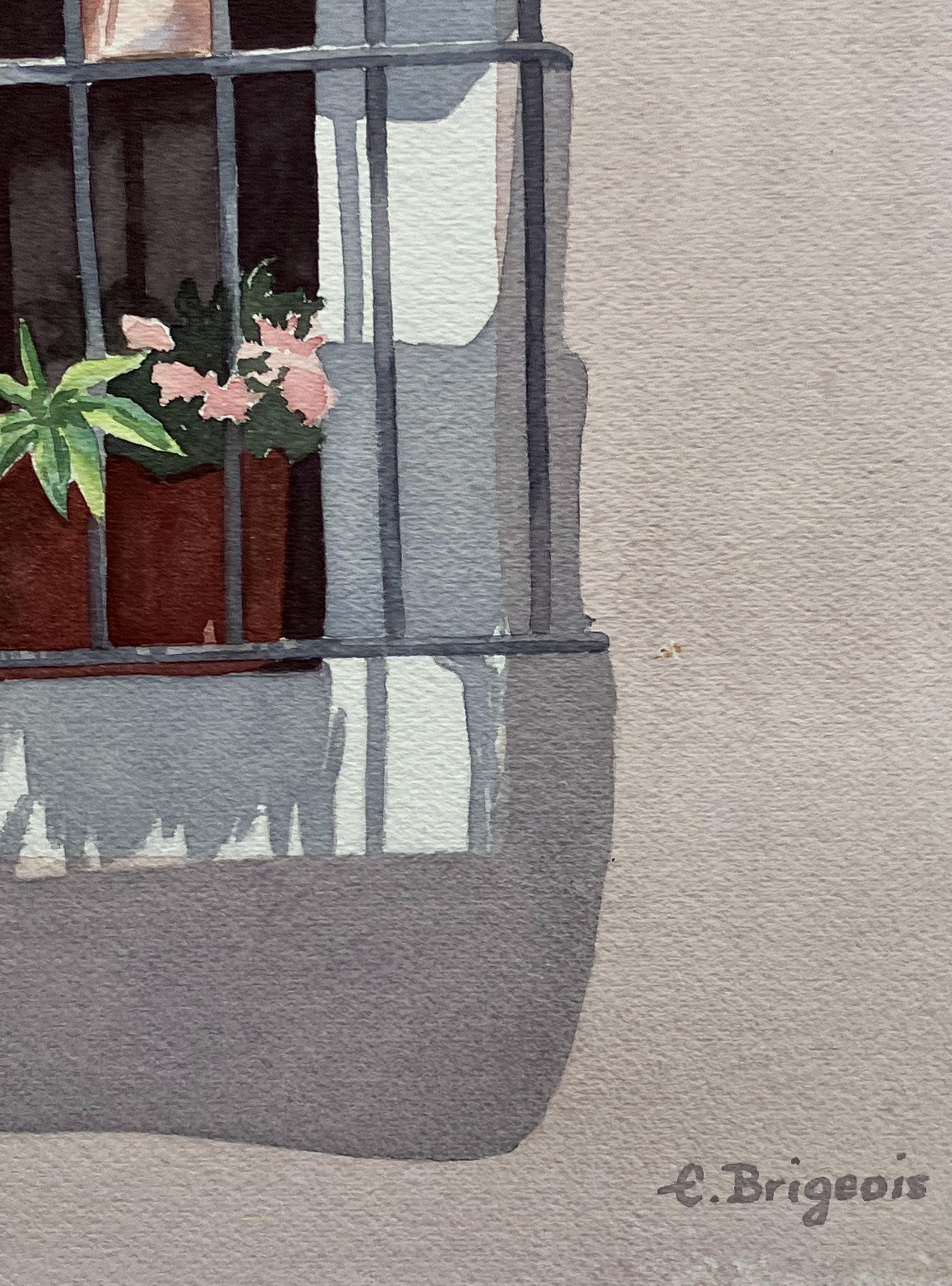 Guanajuato-Fenster (Grau), Landscape Painting, von Evelyne Brigeois
