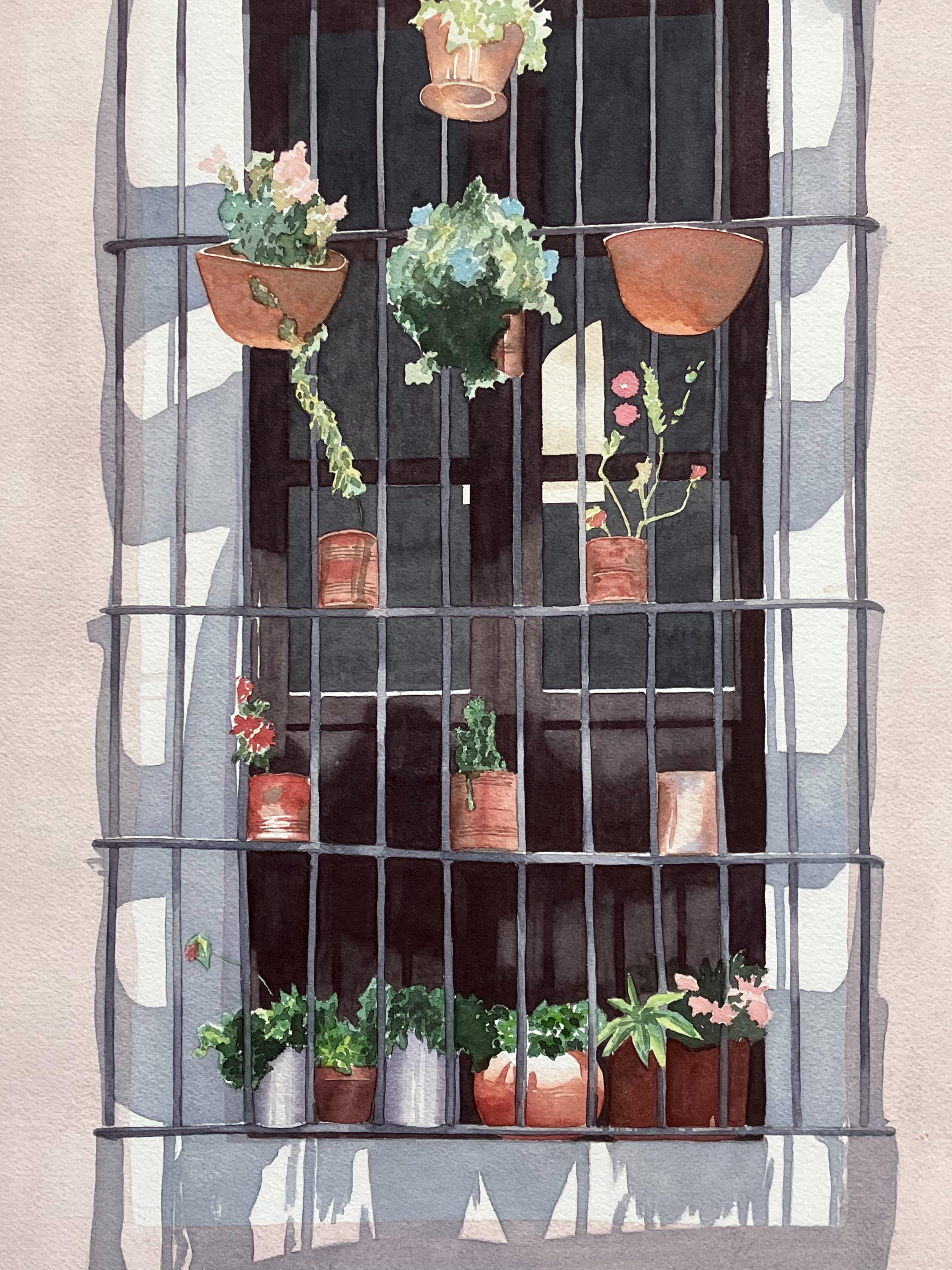 Artist: Evelyne Brigeois – French/American (1946-2016)
Title: Guanajuato
Year: ca. 1980
Medium: Watercolor 
Sight size: 20.5 x 14 inches. 
Matted size: 27.5 x 20 inches 
Signature: Signed lower right
Condition: Very good 
Unframed

This watercolor