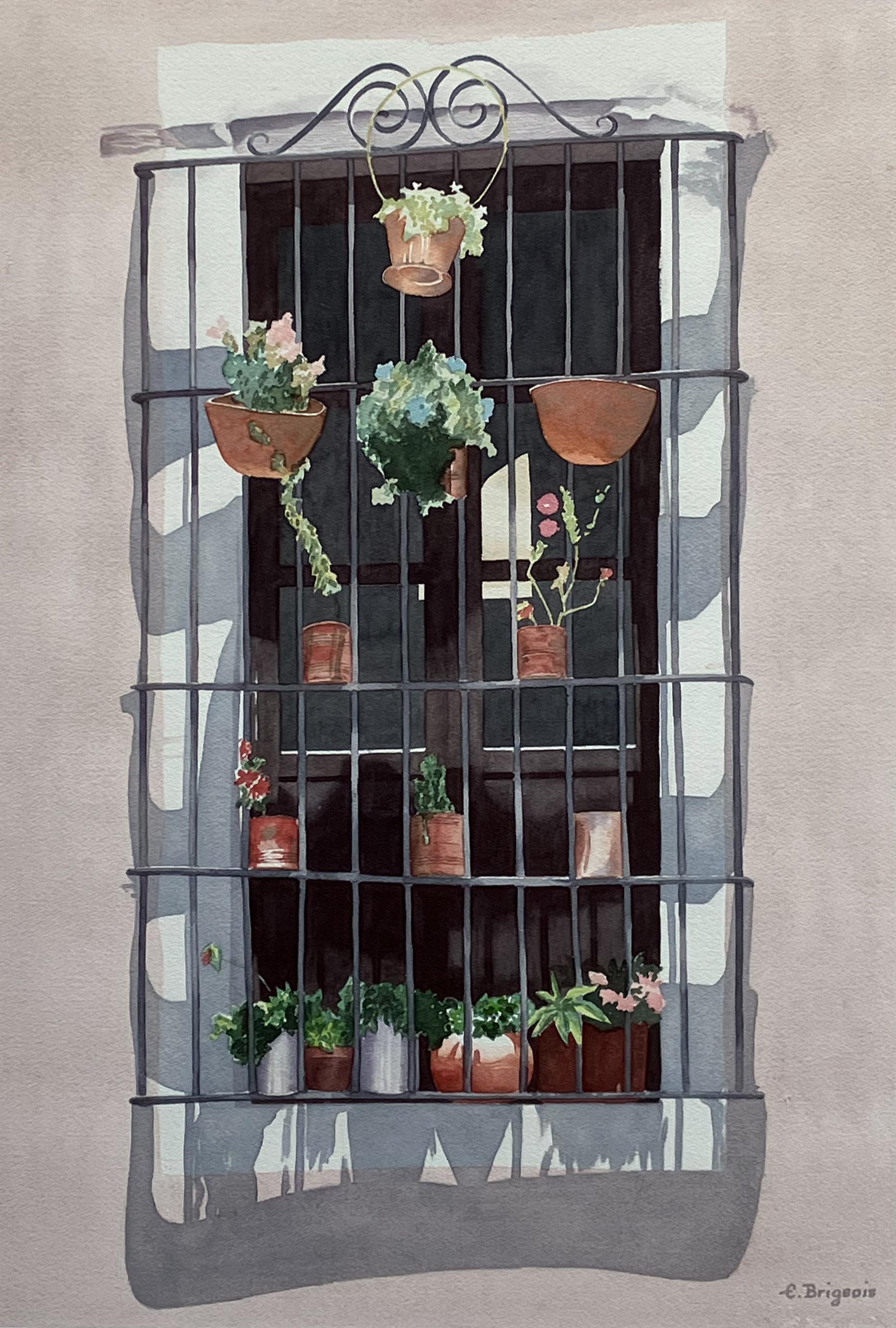 Evelyne Brigeois Landscape Painting - Guanajuato Window