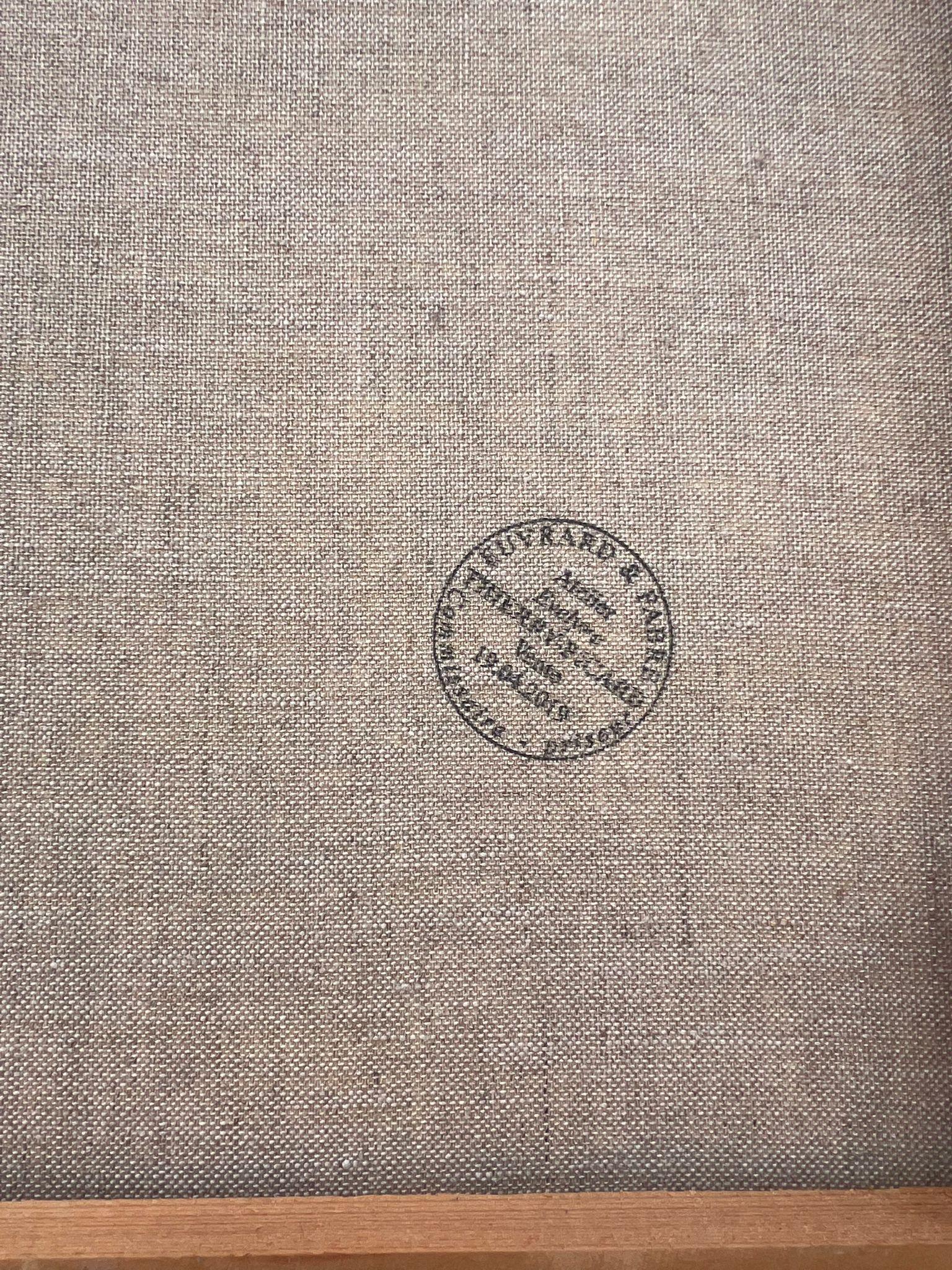 Enorme Pintura Francesa Contemporánea Abstracta Composición Atardecer Rojo Cielos Azules en venta 7