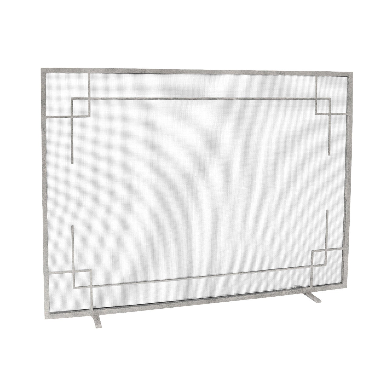 Evelynne Fireplace Screen in Aged Silver For Sale