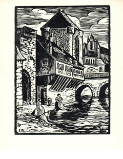 Vintage 1939 Evelynne Messager 'Washday in Moret'