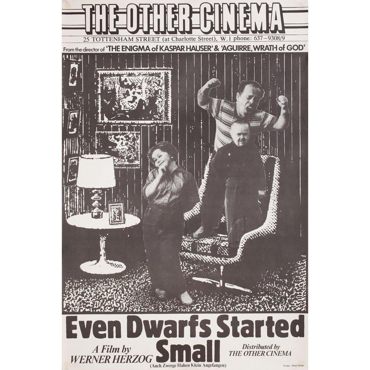 Original 1970s British double crown poster by Oscar Zarate for the first British theatrical release of the film Even Dwarfs Started Small (Auch Zwerge haben klein angefangen) directed by Werner Herzog with Helmut Doring / Paul Glauer / Gisela