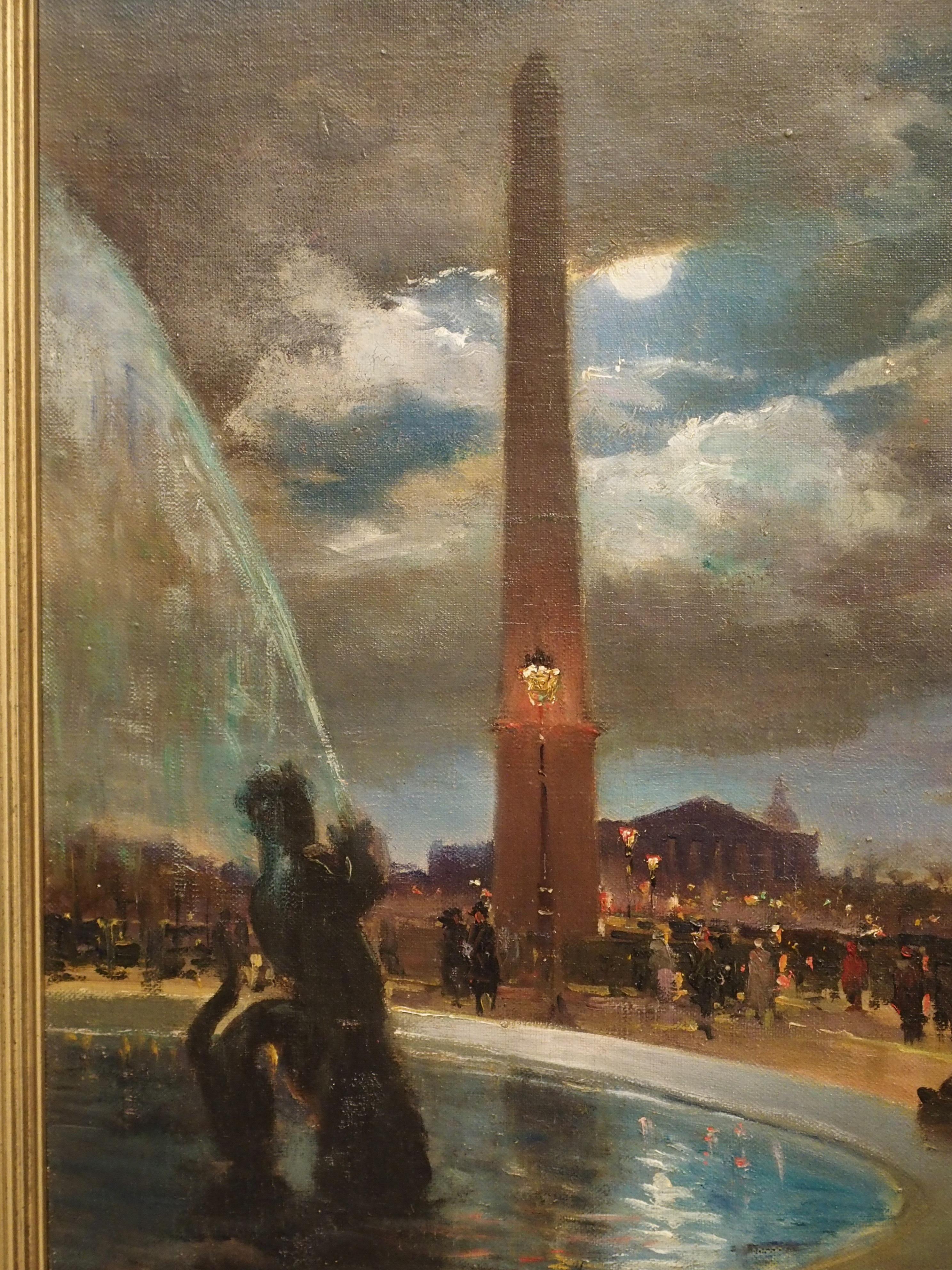 Evening at La Place De La Concorde, Paris by Paul Balmigere, '1882-1953' In Good Condition In Dallas, TX