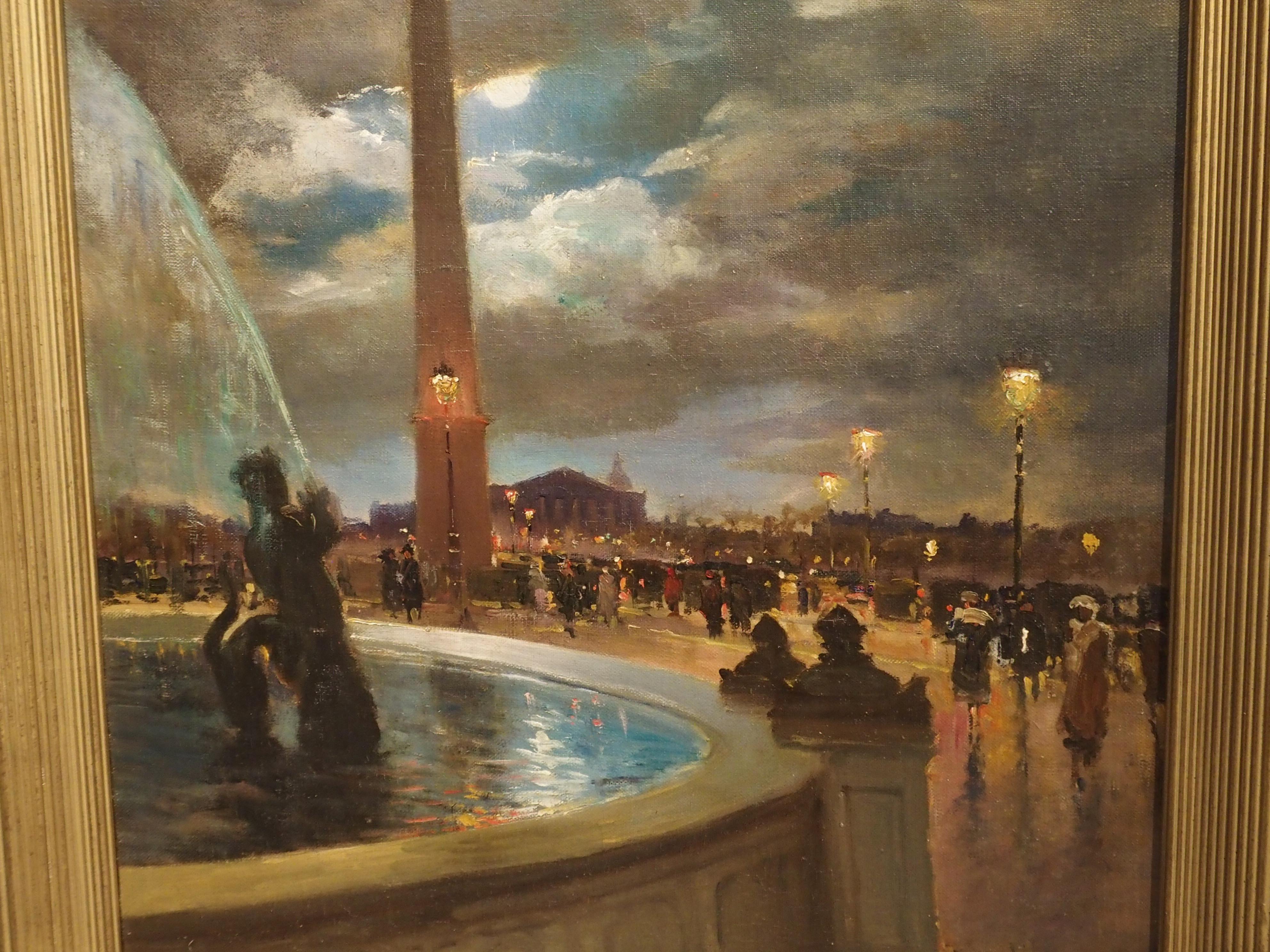 Canvas Evening at La Place De La Concorde, Paris by Paul Balmigere, '1882-1953'