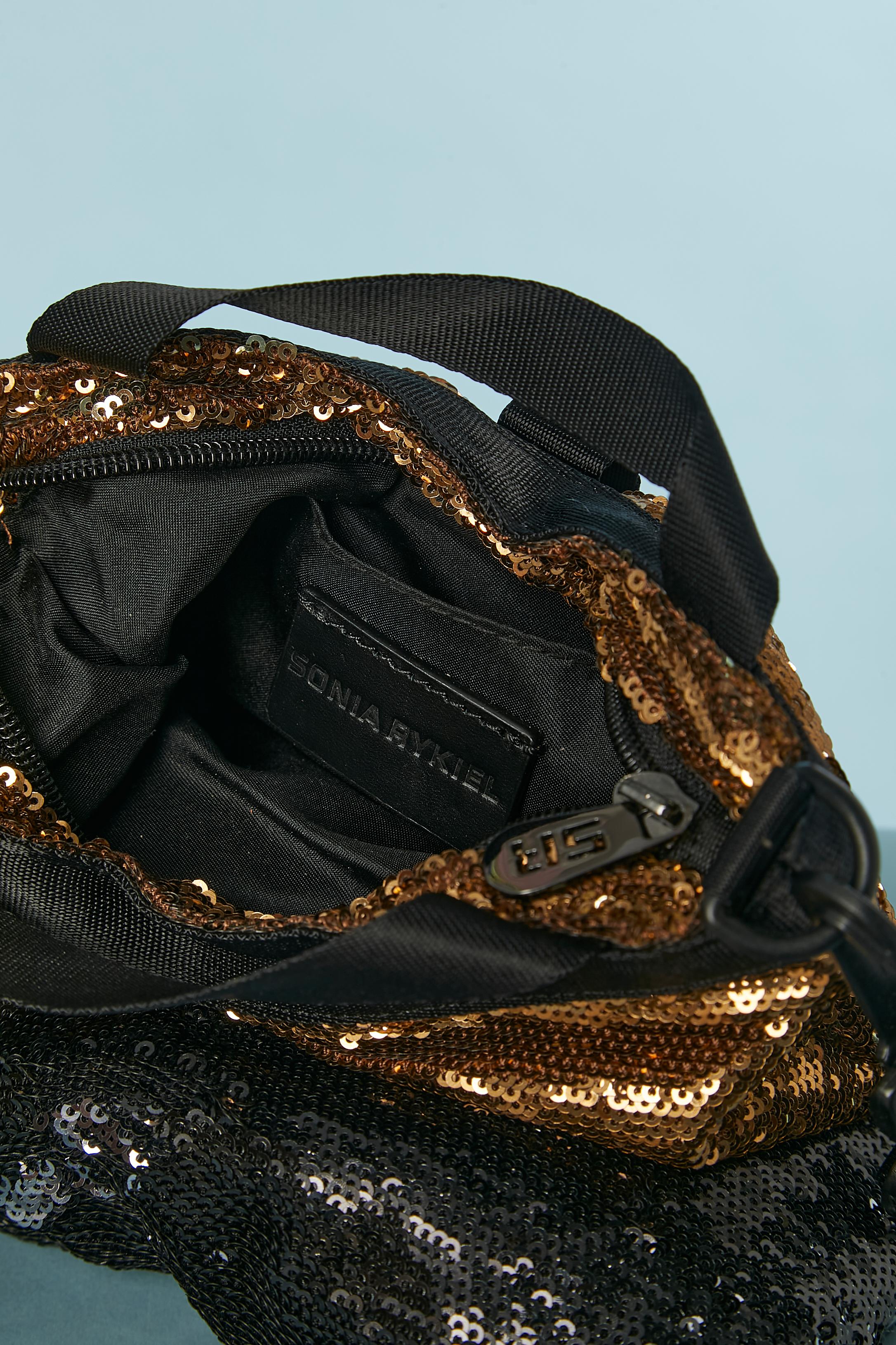 Evening bag in black and gold sequin with technical straps Sonia Rykiel FW 2009 For Sale 3