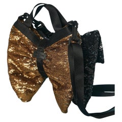 Evening bag in black and gold sequin with technical straps Sonia Rykiel FW 2009