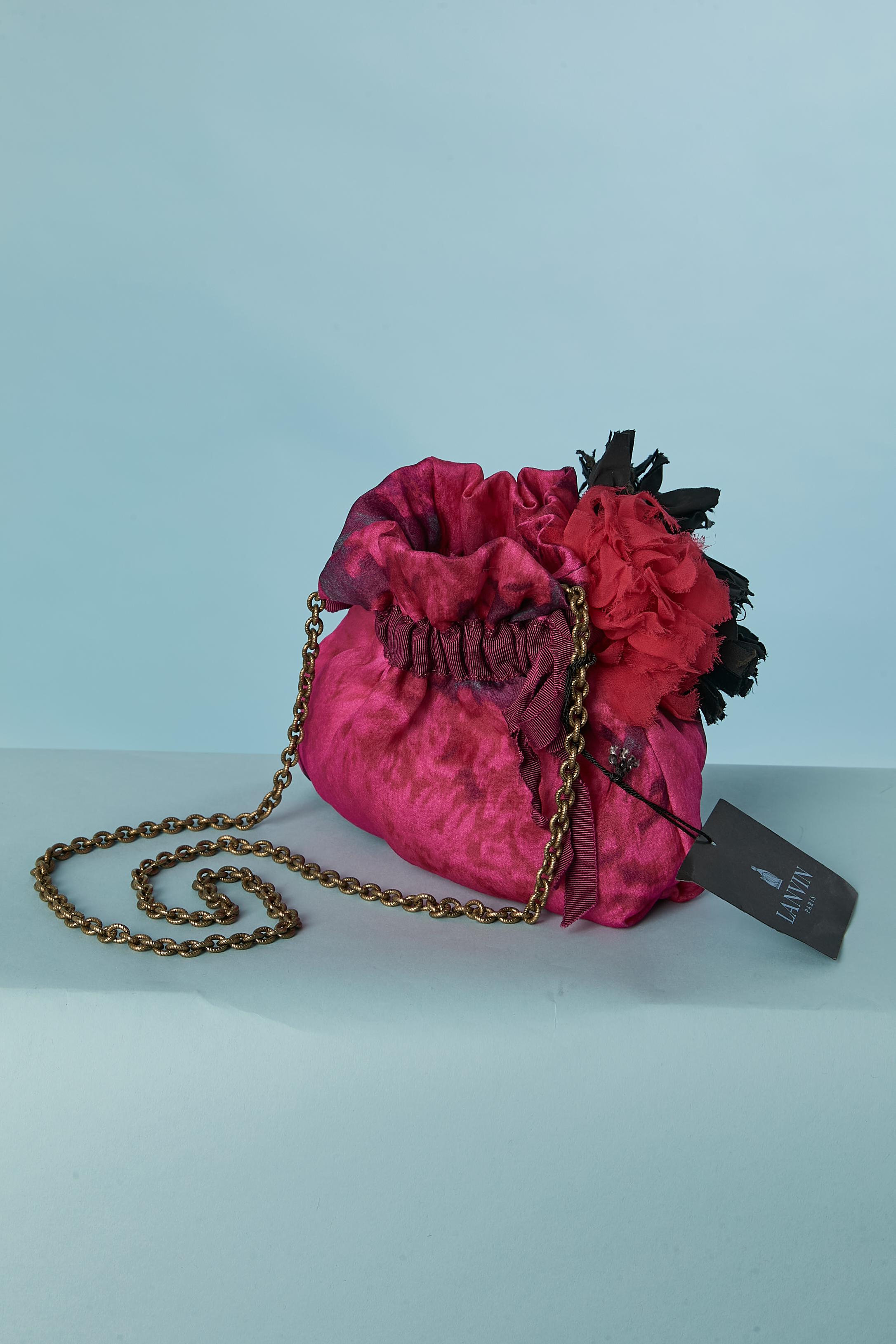 Women's Evening bag in printed fabric and Tie &Dye with fabric flowers Lanvin SS2010 NEW For Sale
