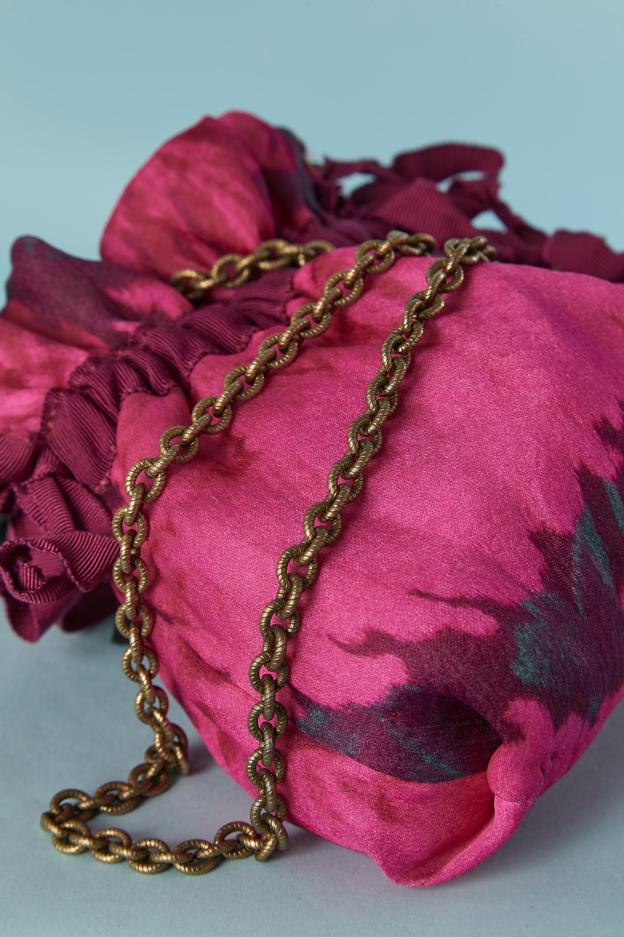 Evening bag in printed fabric and Tie &Dye with fabric flowers Lanvin SS2010 NEW For Sale 1