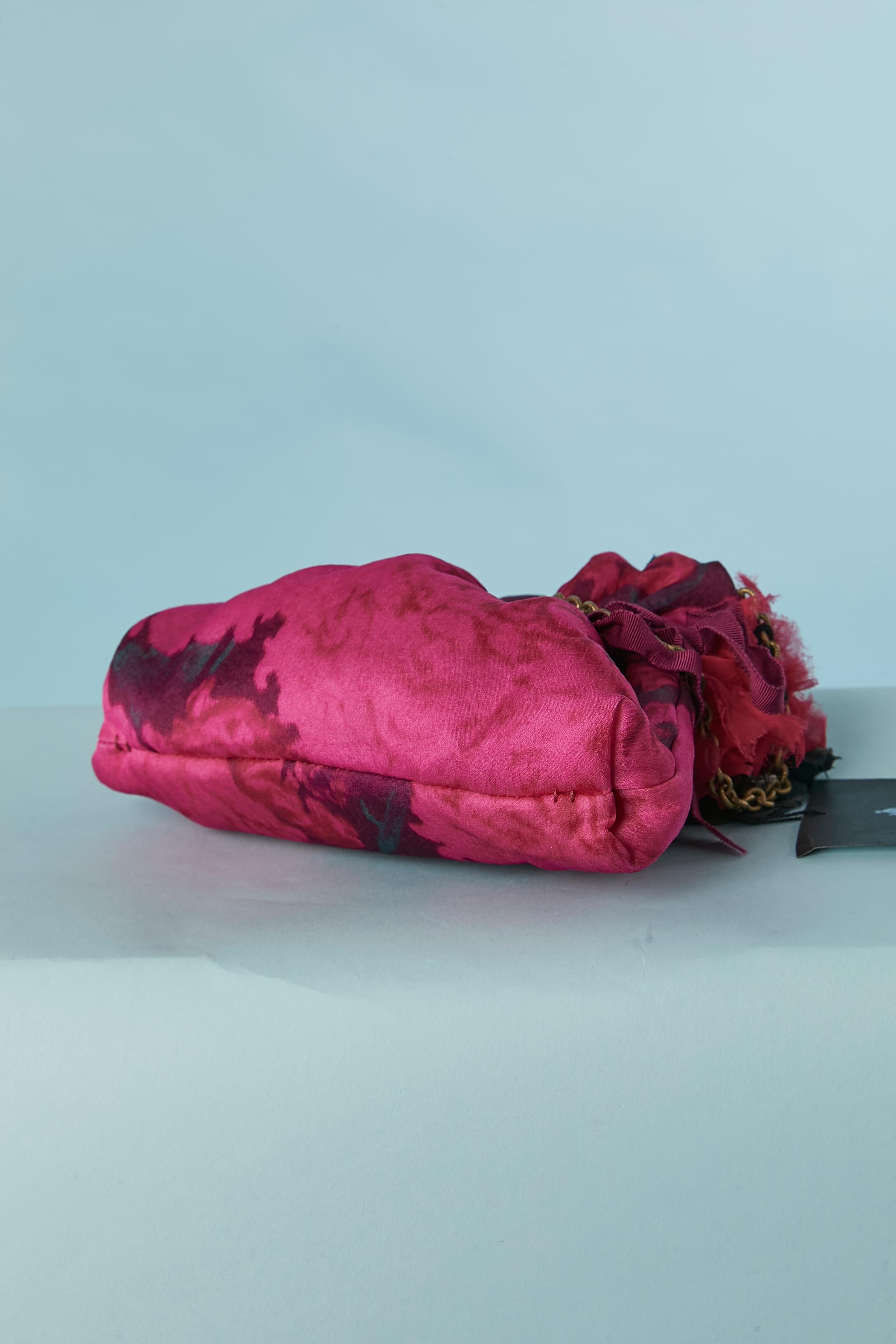 Evening bag in printed fabric and Tie &Dye with fabric flowers Lanvin SS2010 NEW For Sale 2
