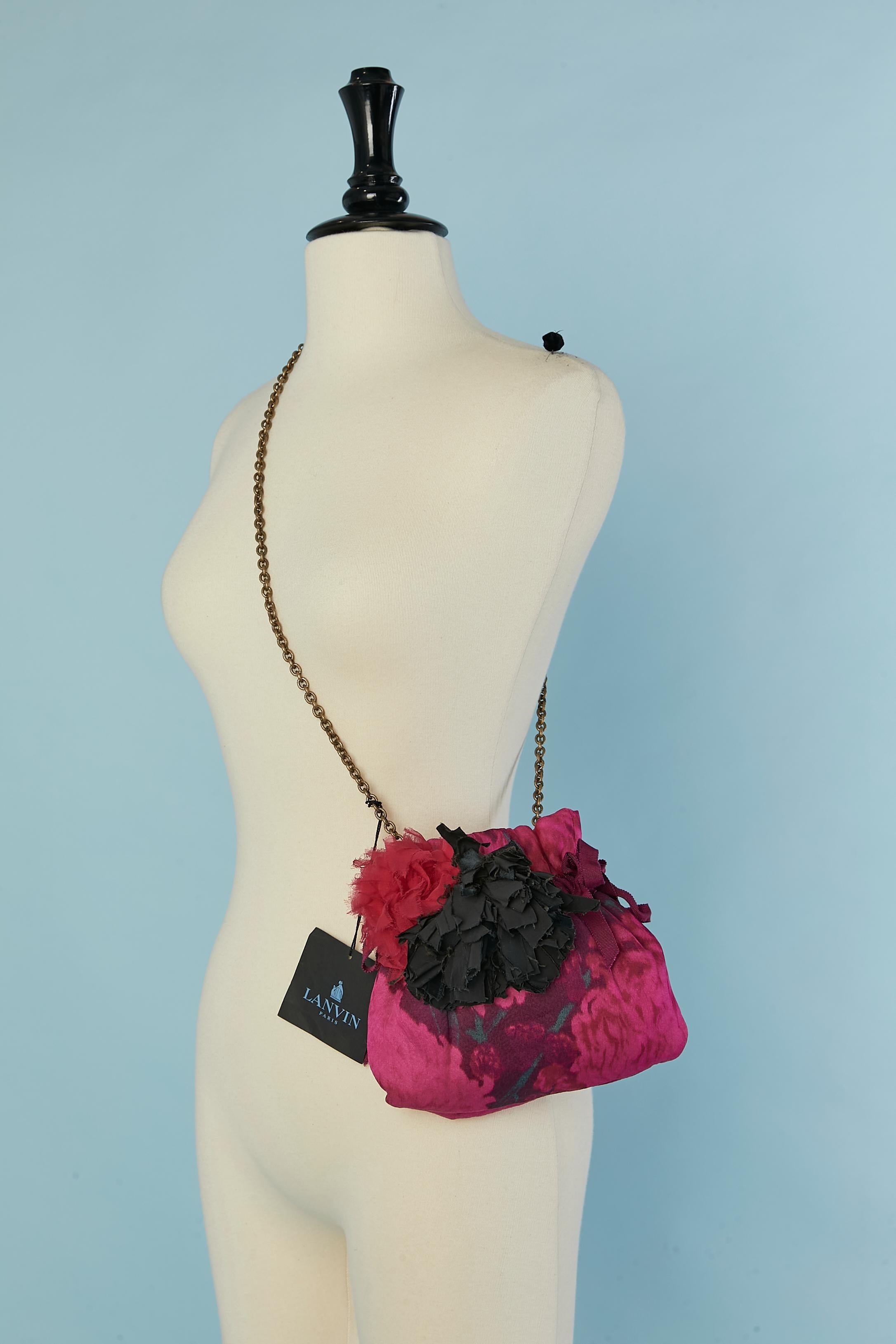 Evening bag in printed fabric and Tie &Dye with fabric flowers Lanvin SS2010 NEW For Sale 3