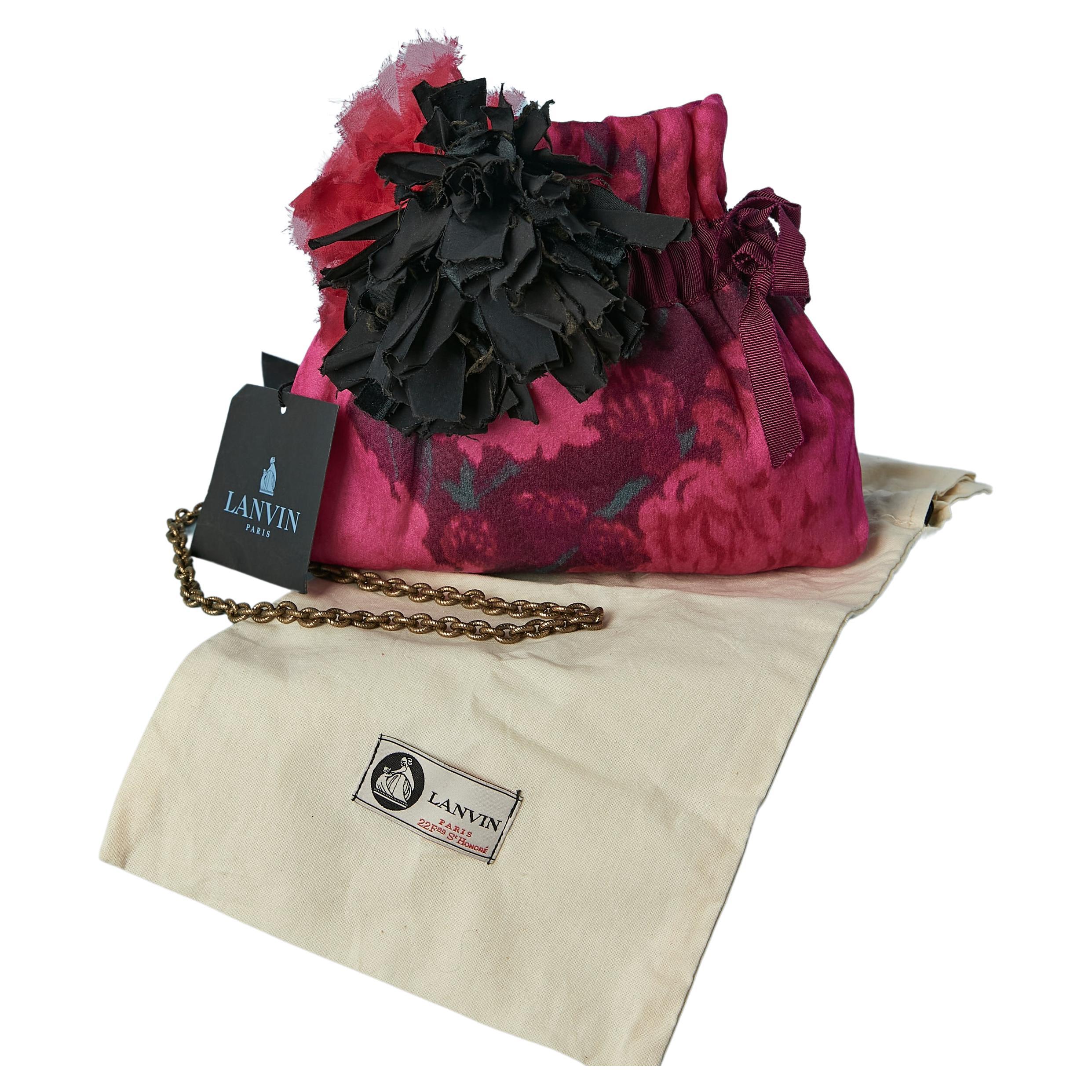 Evening bag in printed fabric and Tie &Dye with fabric flowers Lanvin SS2010 NEW