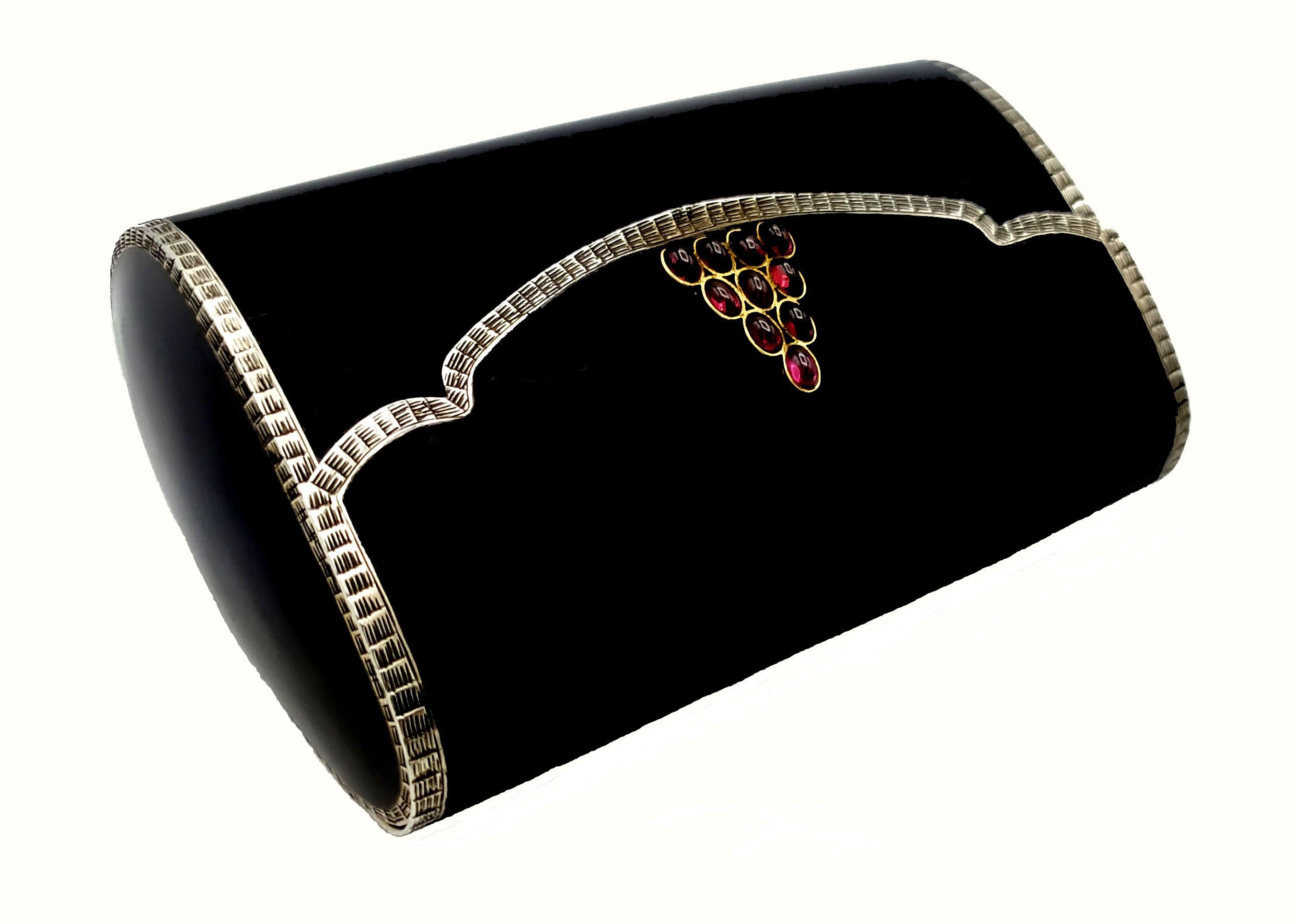 Art Deco Evening Bag Sterling Silver Shape of an Envelope Black Fired Enamel Salimbeni