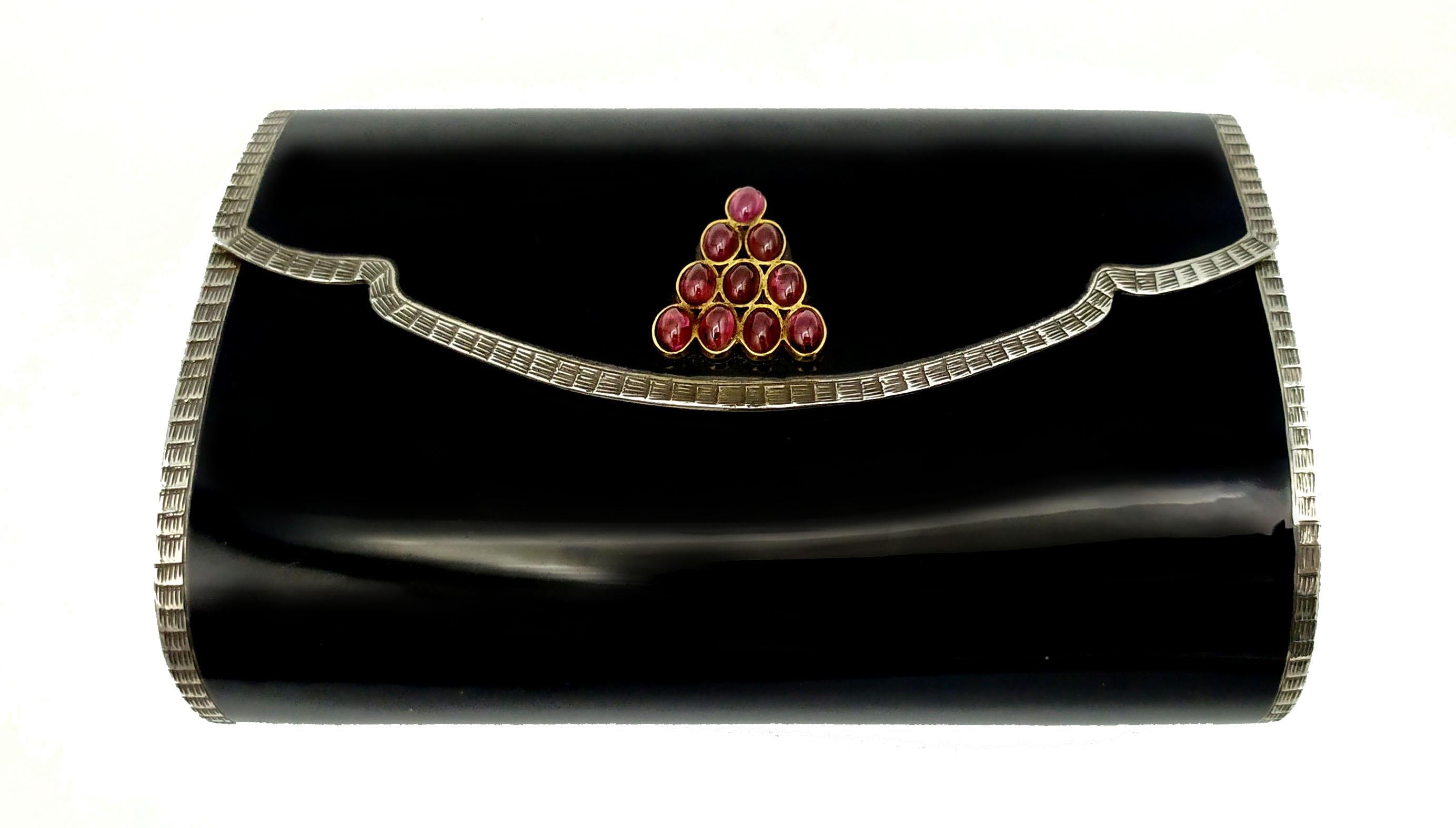 Evening Bag Sterling Silver Shape of an Envelope Black Fired Enamel Salimbeni In Excellent Condition In Firenze, FI