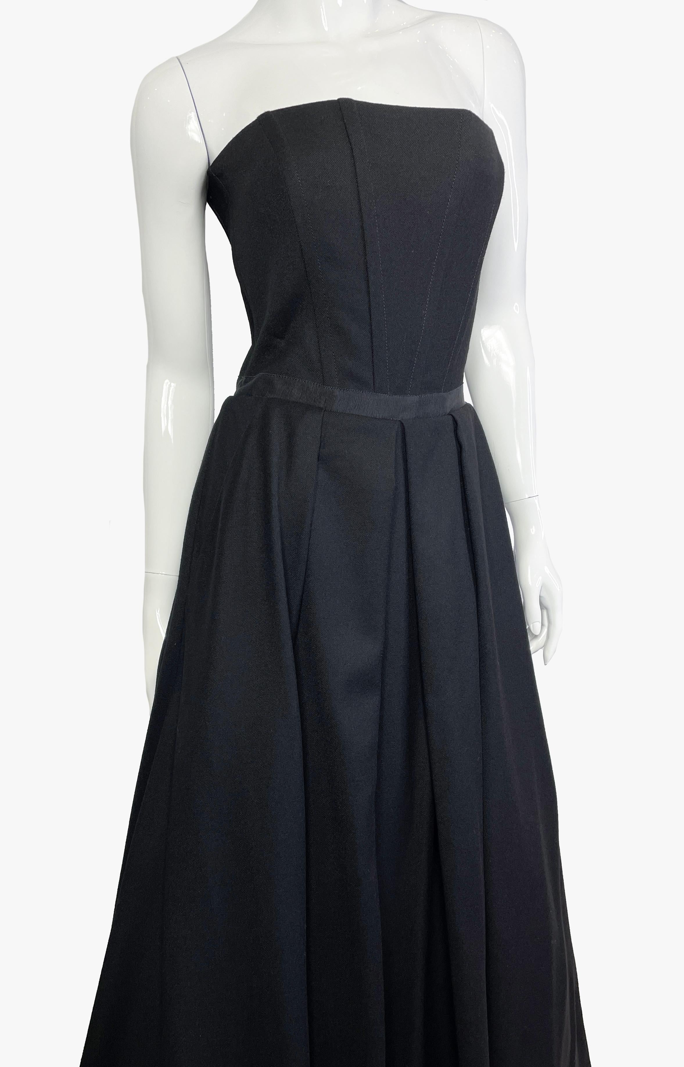 Black Evening black wool bustier dress, 2000s For Sale