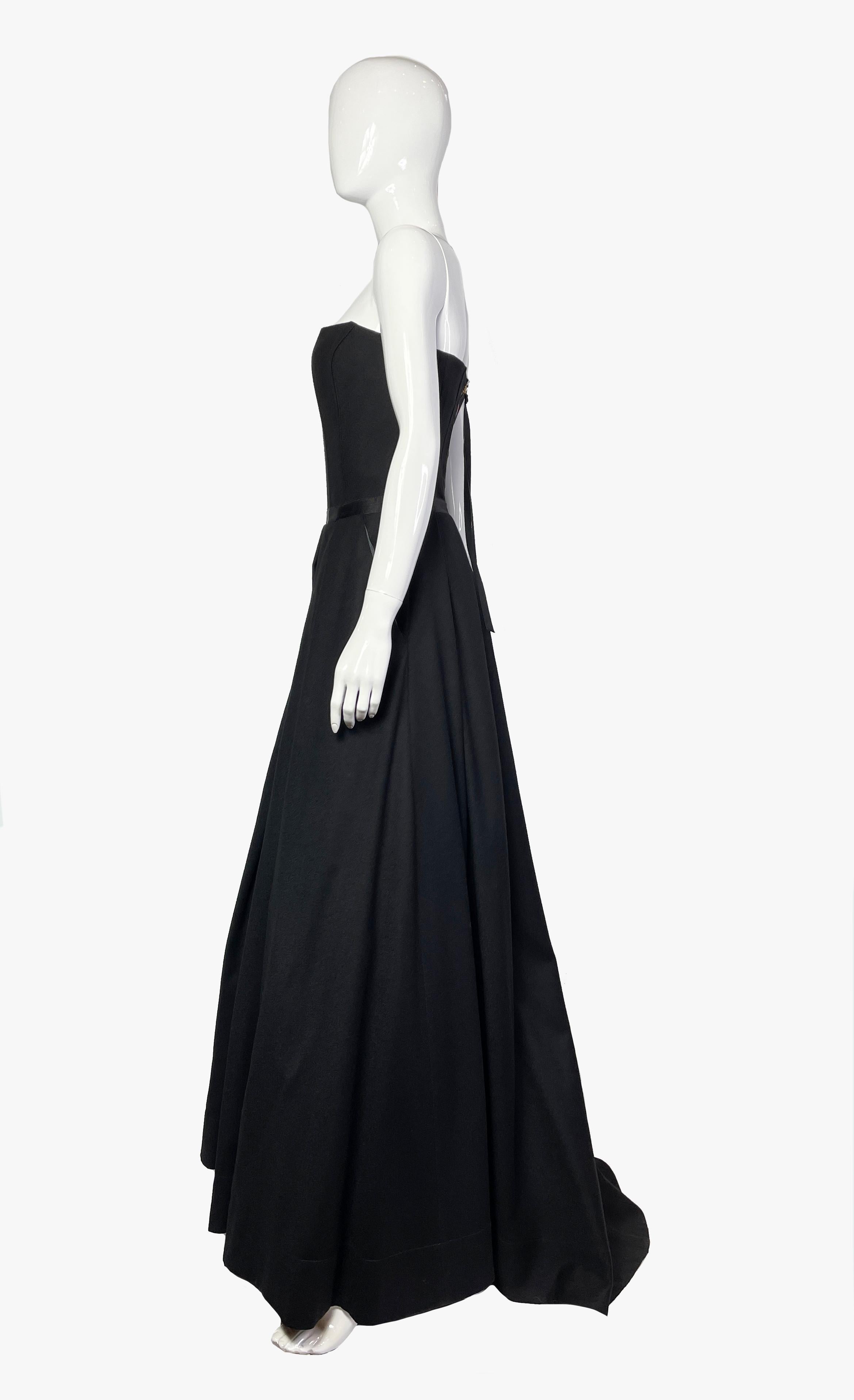 Evening black wool bustier dress, 2000s In Good Condition For Sale In New York, NY