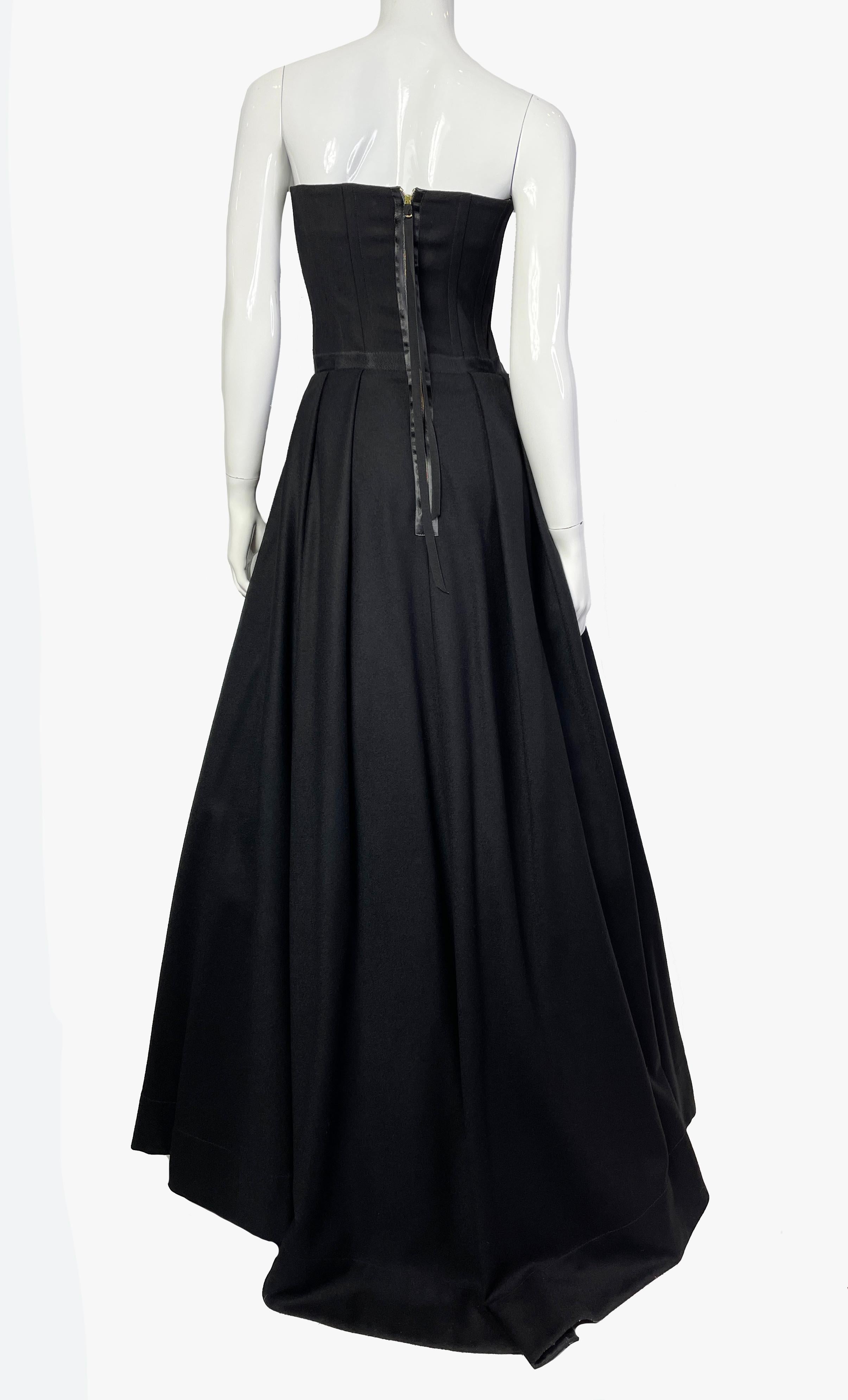 Evening black wool bustier dress, 2000s For Sale 1