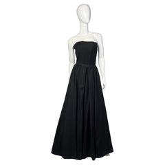 Used Evening black wool bustier dress, 2000s