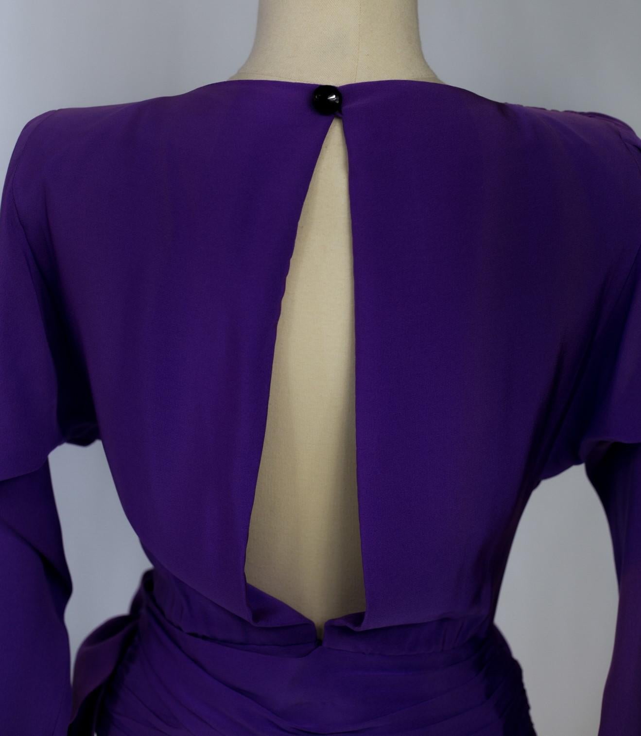 Evening Blouse In Purple Silk Ottoman Yves Saint Laurent Couture Circa 1990 6