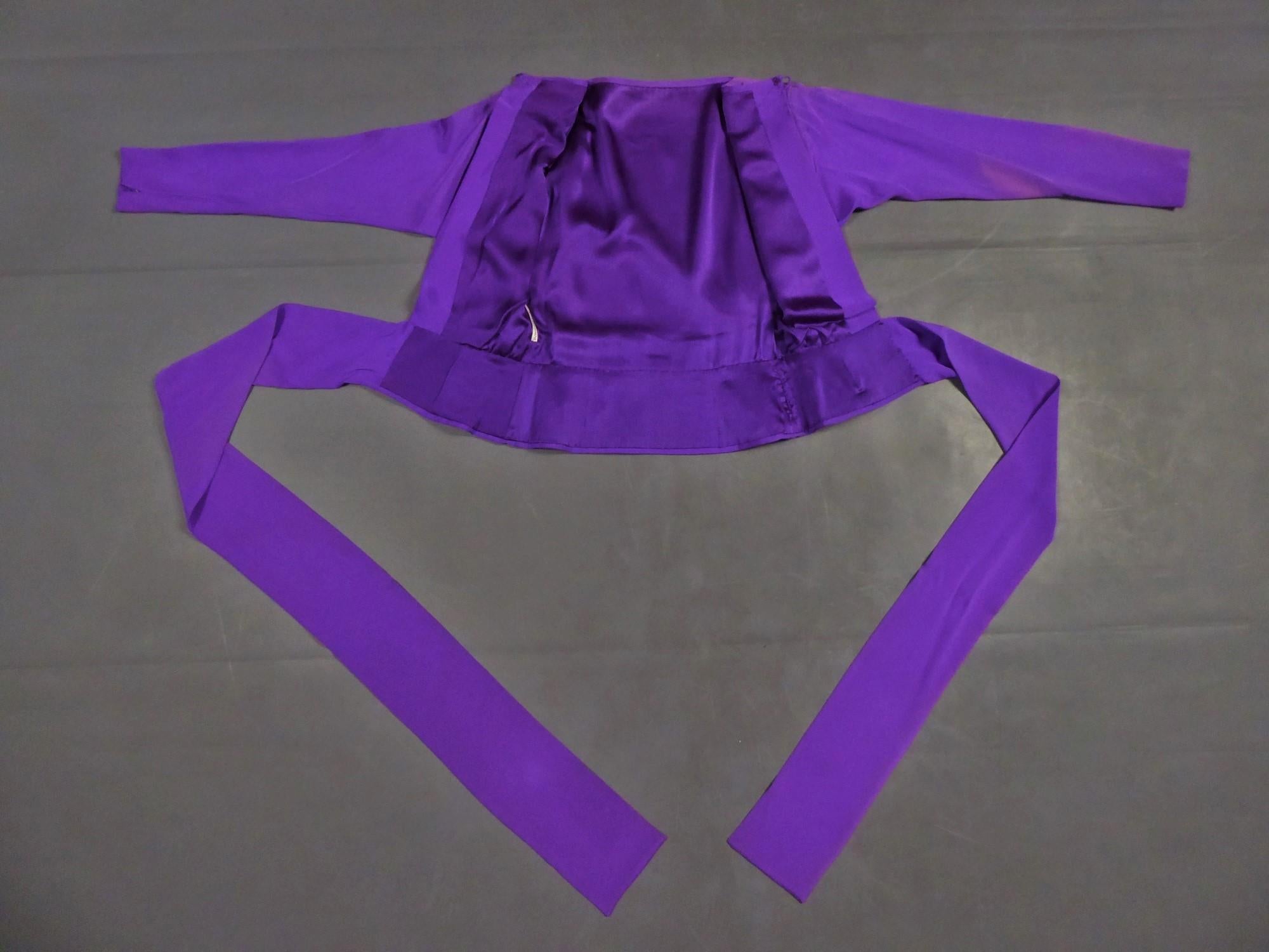 Evening Blouse In Purple Silk Ottoman Yves Saint Laurent Couture Circa 1990 10