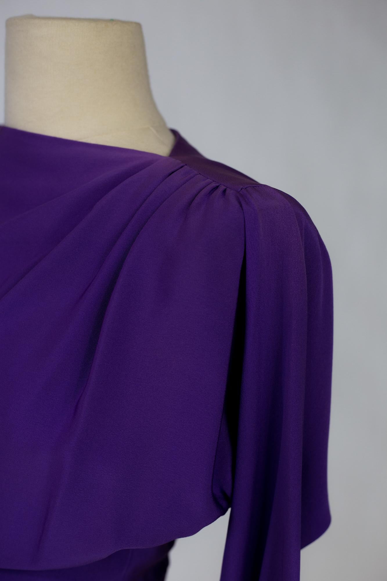 Evening Blouse In Purple Silk Ottoman Yves Saint Laurent Couture Circa 1990 1