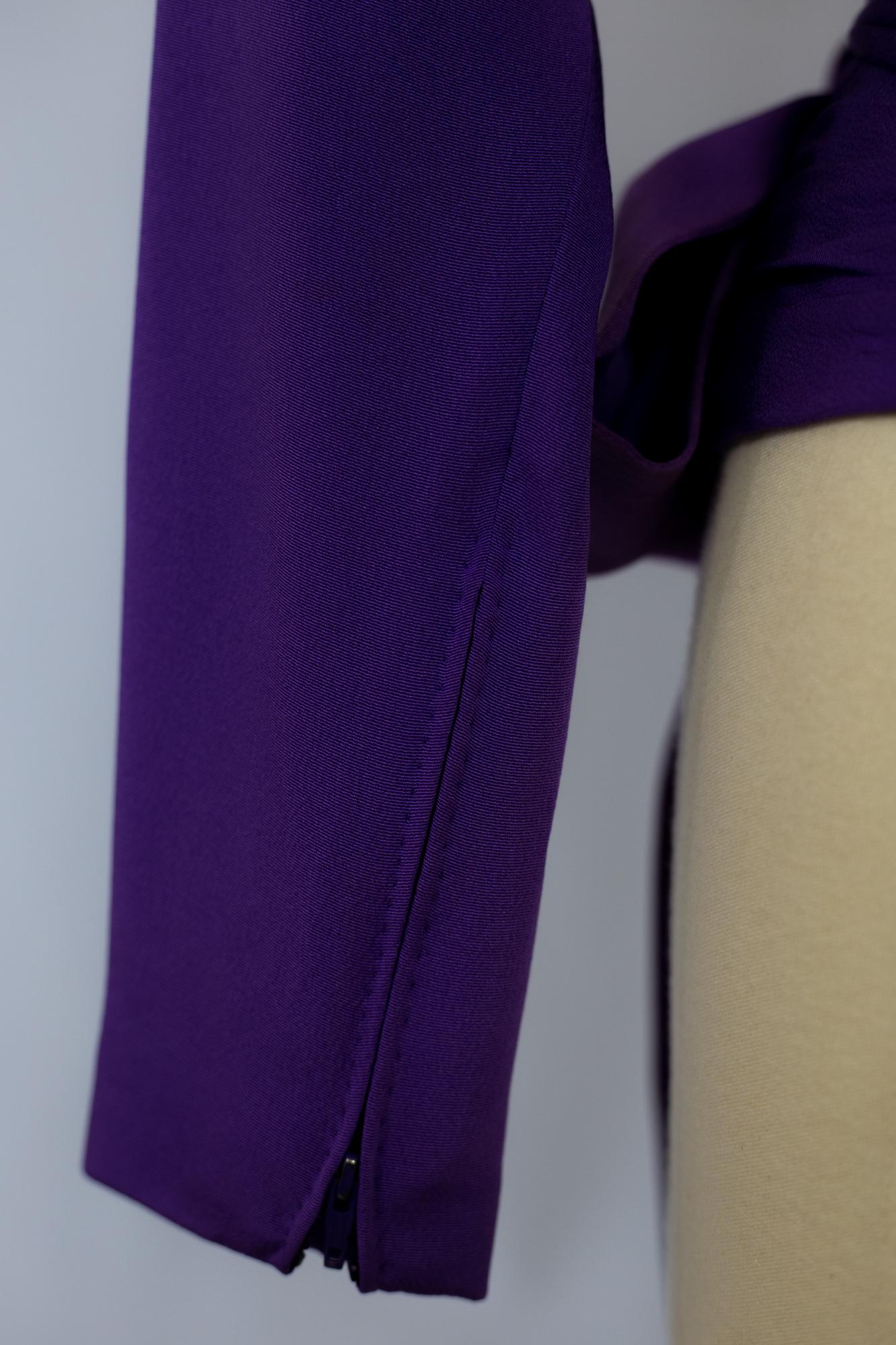 Evening Blouse In Purple Silk Ottoman Yves Saint Laurent Couture Circa 1990 5