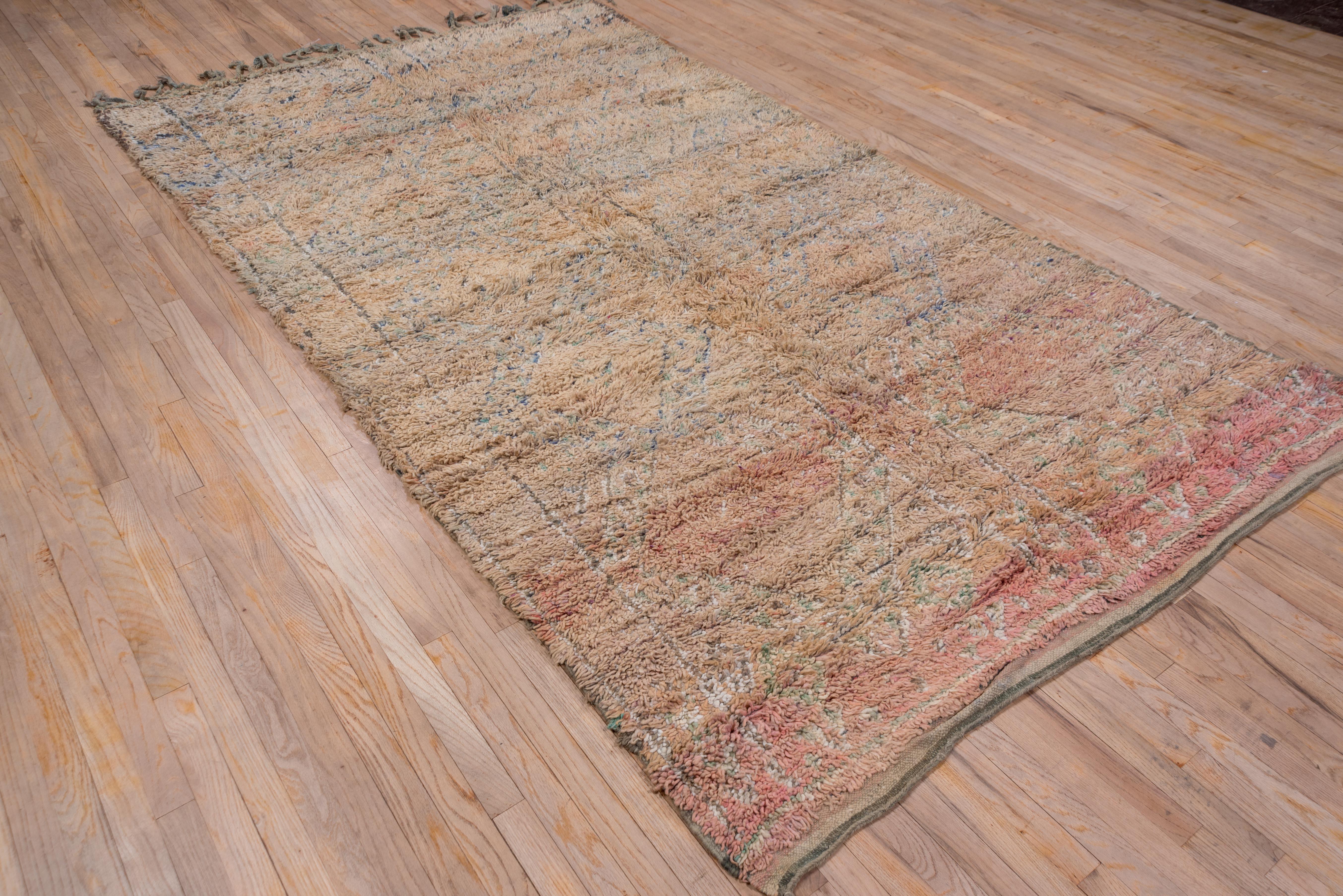 Evening Blue Orange Red Rainbow Allover Moroccan Rug  In Good Condition For Sale In New York, NY