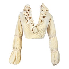 Abendbolero aus eierschalenfarbenem Samt - Frankreich CIRCA 1930