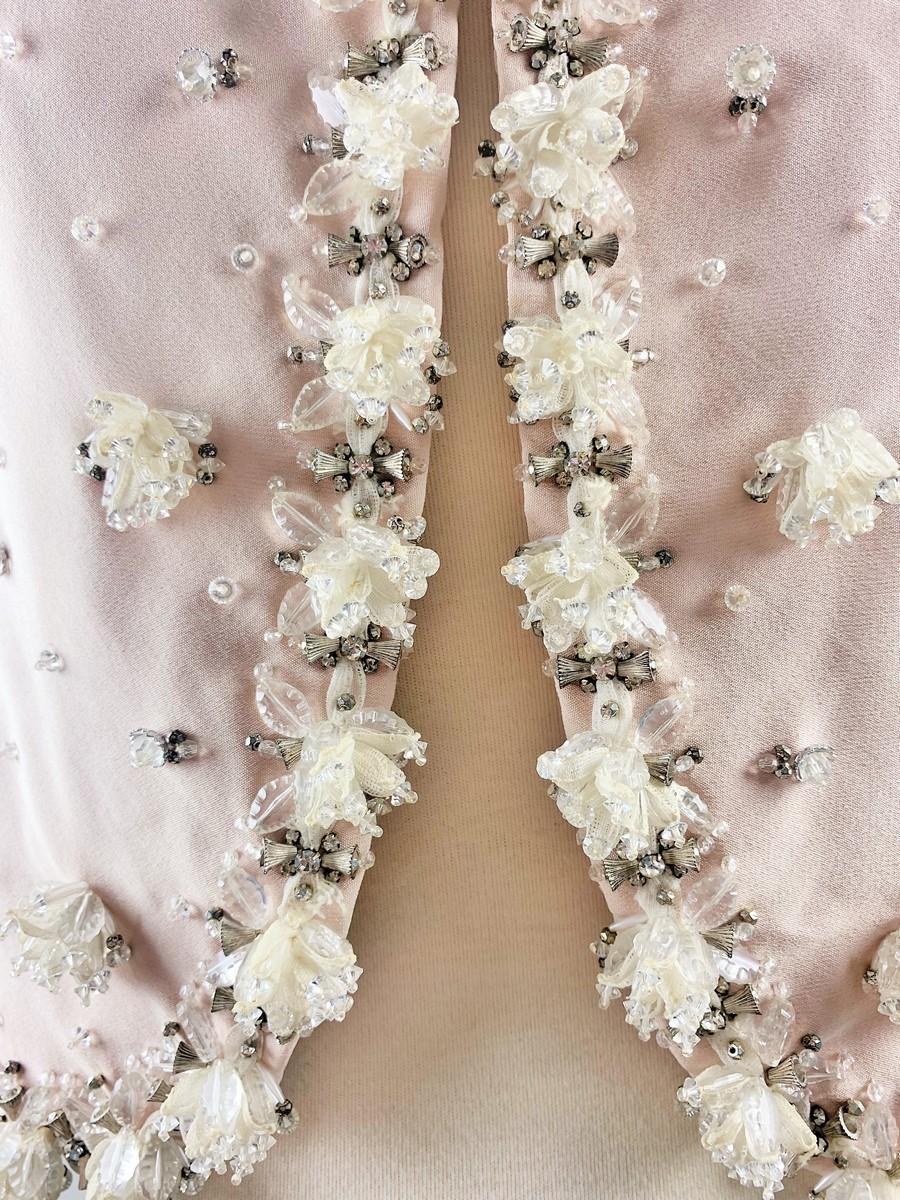 Evening bolero in pink crepe by Marc Bohan for Christian Dior - Paris C. 1965 For Sale 6