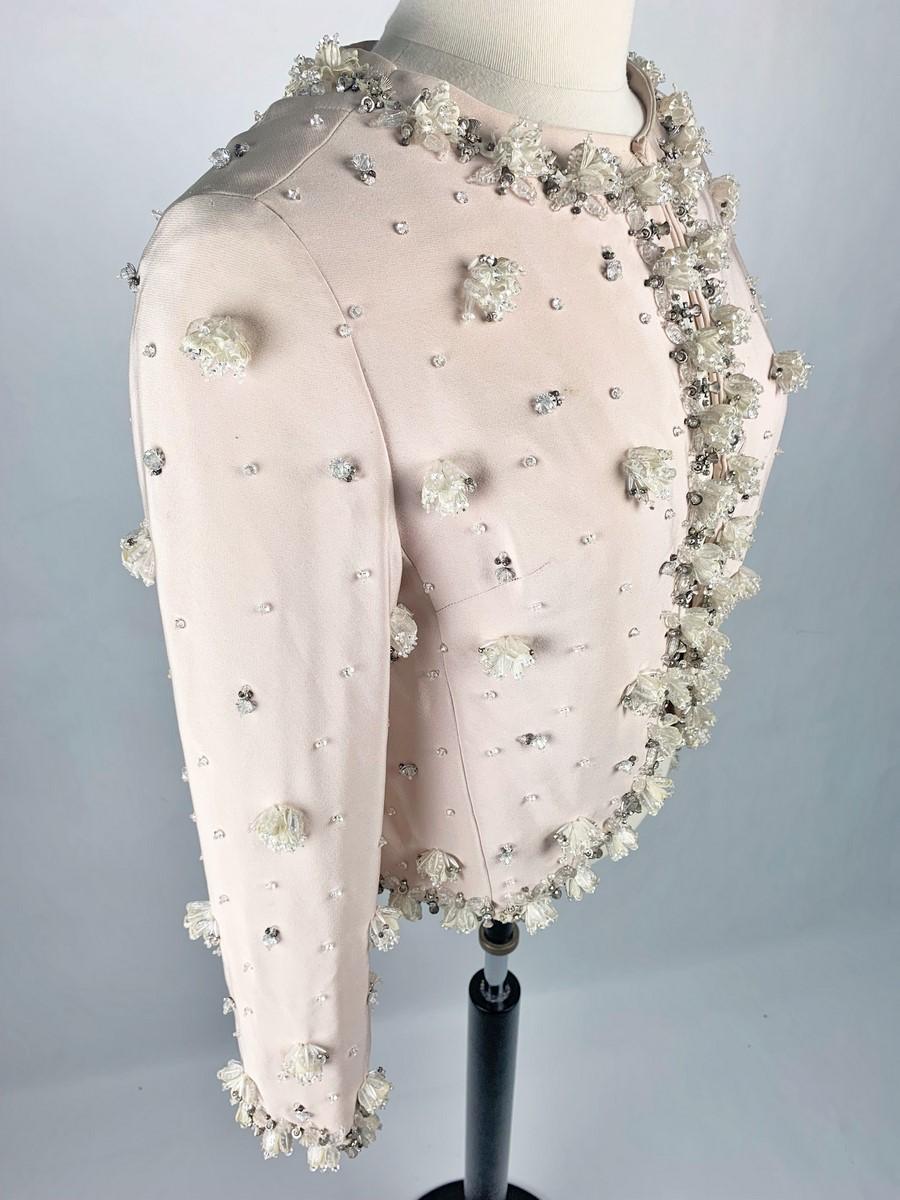 Evening bolero in pink crepe by Marc Bohan for Christian Dior - Paris C. 1965 For Sale 7