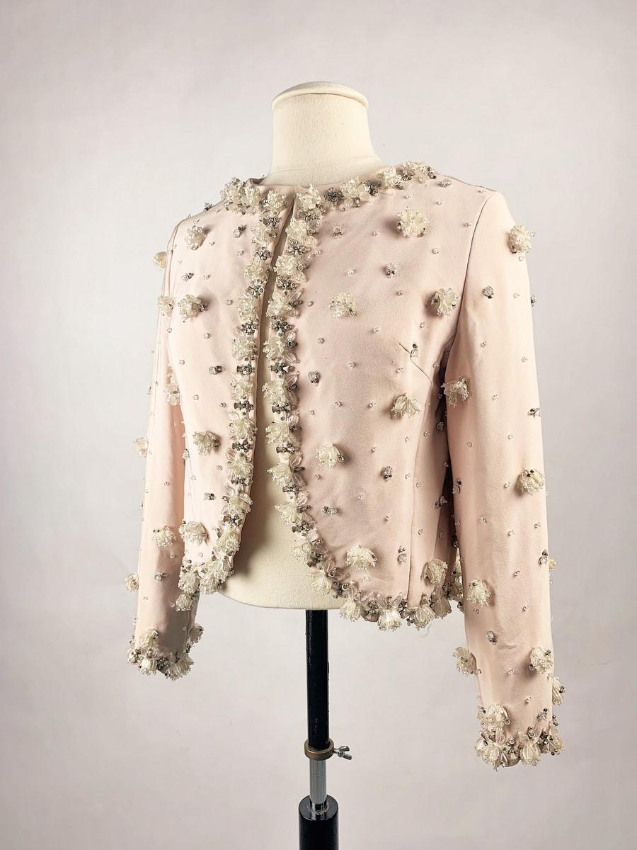 Evening bolero in pink crepe by Marc Bohan for Christian Dior - Paris C. 1965 For Sale 1