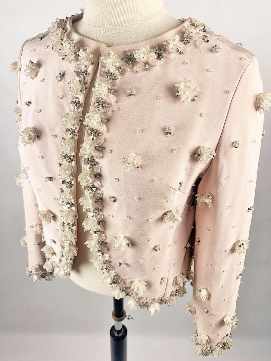 Evening bolero in pink crepe by Marc Bohan for Christian Dior - Paris C. 1965 For Sale 2