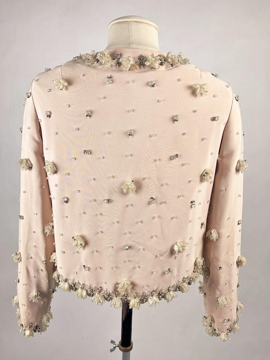 Evening bolero in pink crepe by Marc Bohan for Christian Dior - Paris C. 1965 For Sale 3