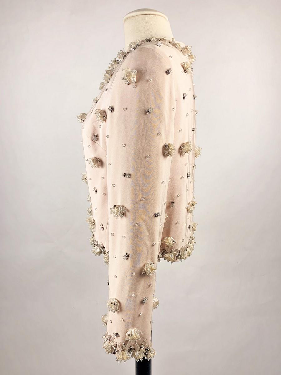 Evening bolero in pink crepe by Marc Bohan for Christian Dior - Paris C. 1965 For Sale 4