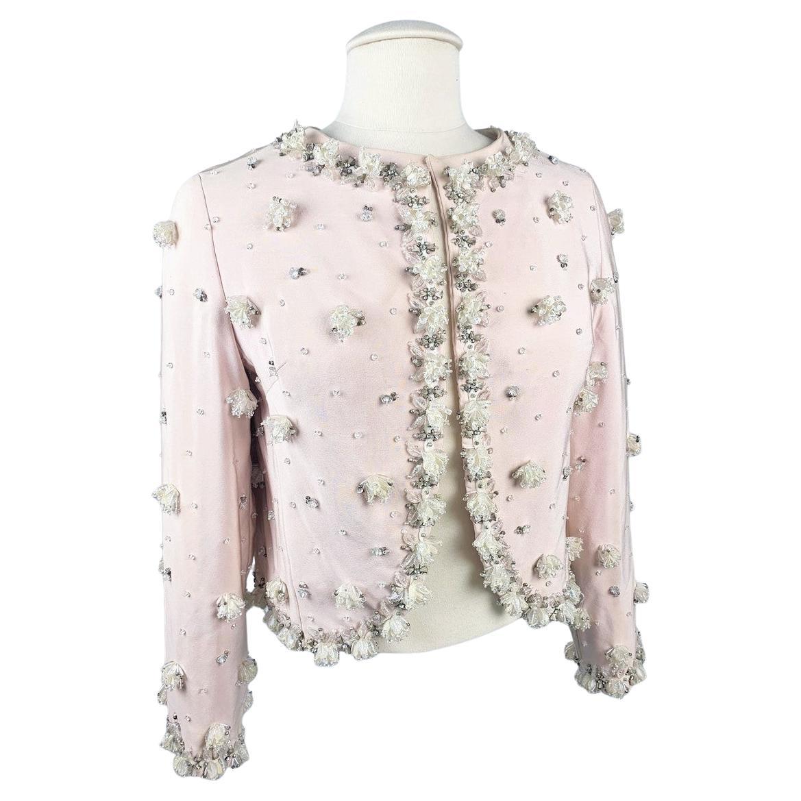 Evening bolero in pink crepe by Marc Bohan for Christian Dior - Paris C. 1965 For Sale