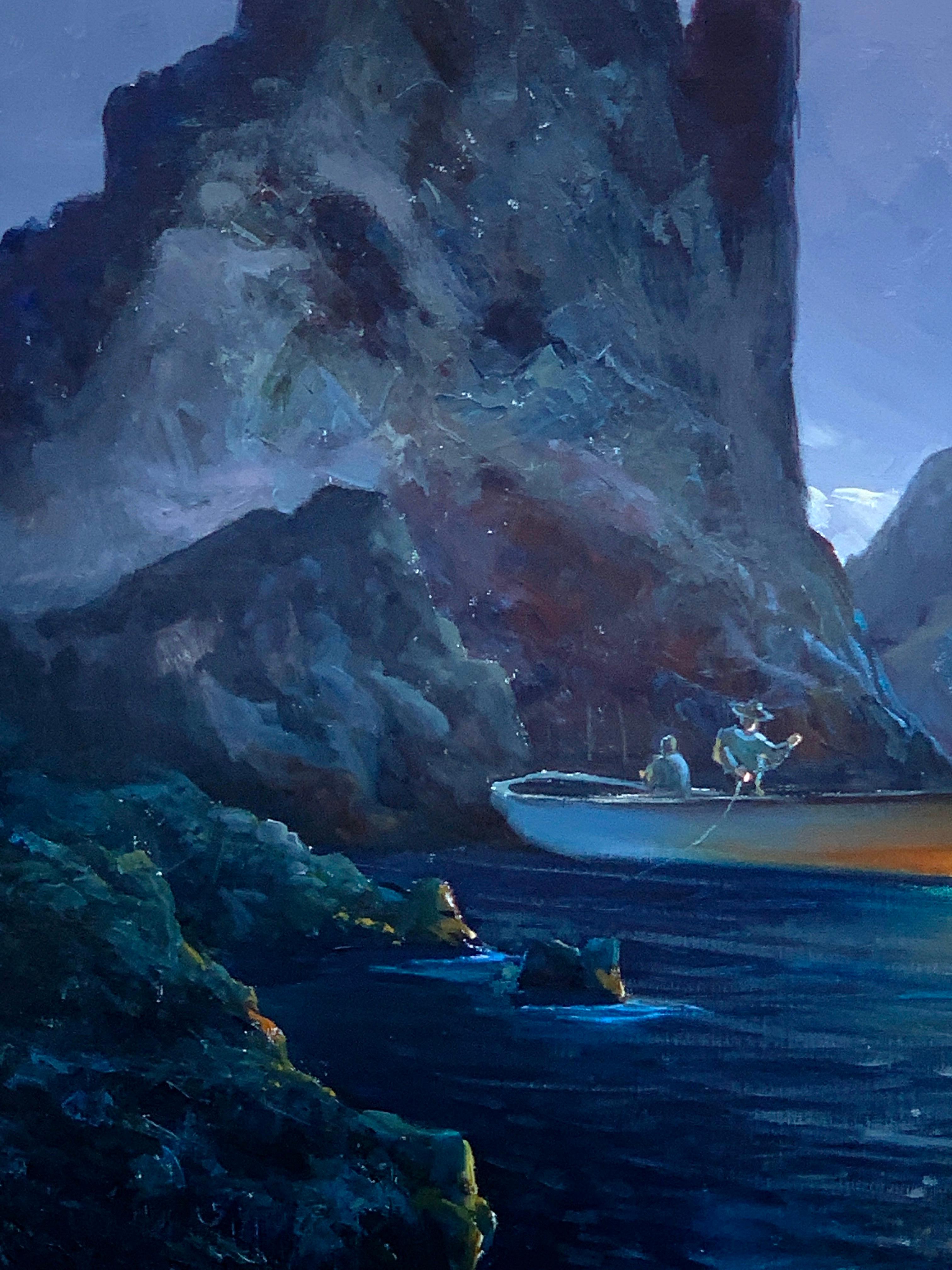 Evening Capri Seascape by Salvatore Federico, Italian, 20th Century In Good Condition In West Palm Beach, FL