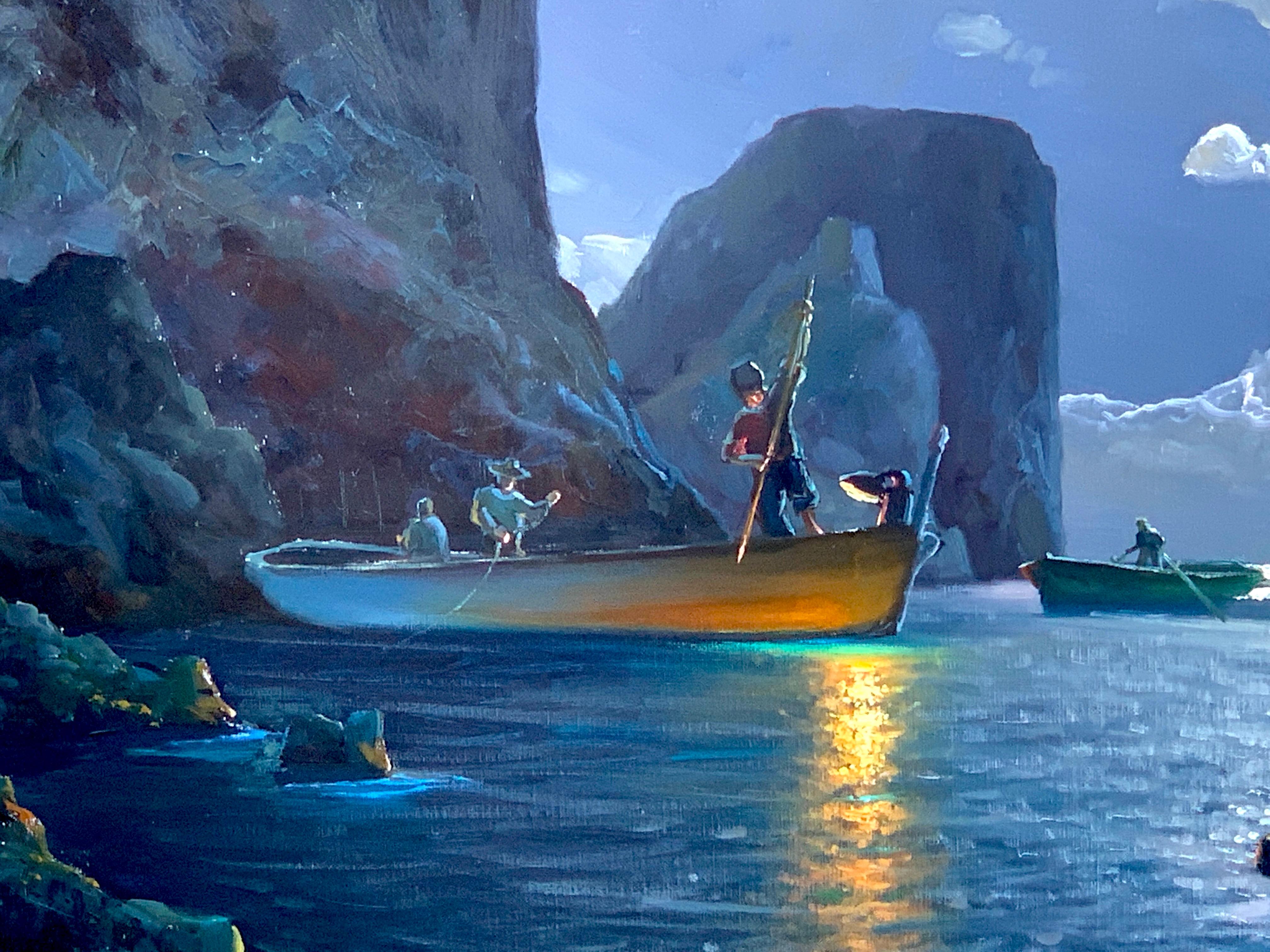 Canvas Evening Capri Seascape by Salvatore Federico, Italian, 20th Century
