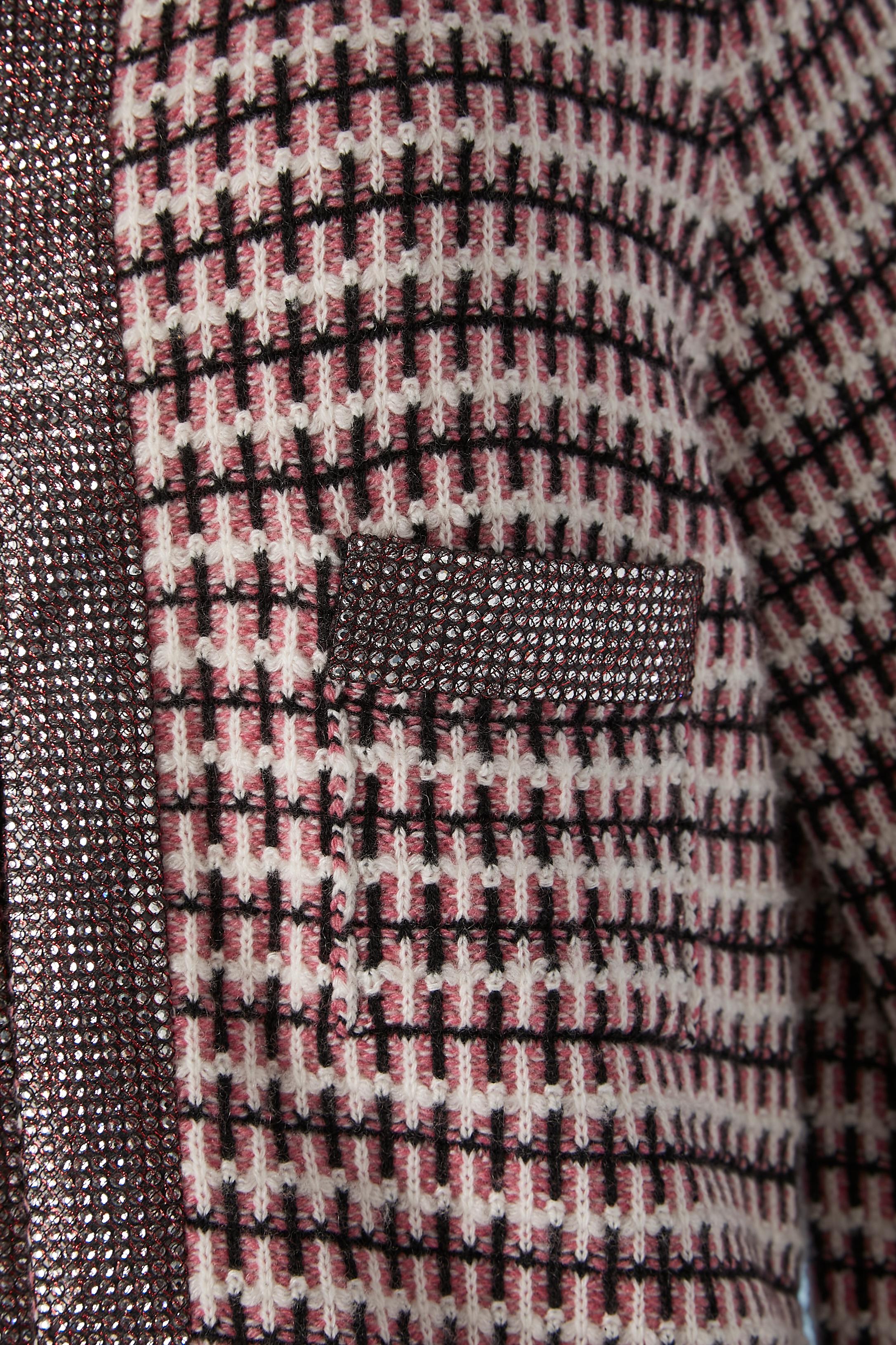 Black Evening cashmere jacquard knit cardigan with rhinestone edge Chanel 