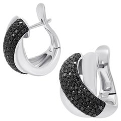 Evening Classic Rare Black Diamond White Gold Earrings for Her