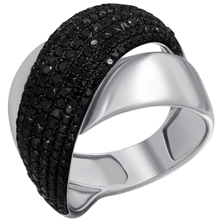 For Sale:  Evening Classic Rare Black Diamond White Gold Ring for Her