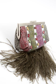 Evening Clutch Bag Strass and Feathers