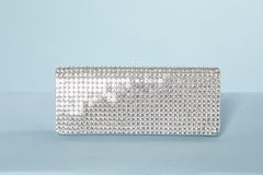 Evening clutch in rhinestone and silver leather  Swarovski