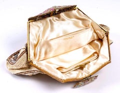 Pochette de soirée - Perles de soie et de verre - broderie en fil d'argent et de soie