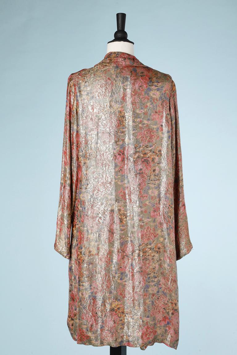 Women's Evening coat in multicolor jacquard silk lurex from Lyon (France)  Circa 1920/30 For Sale