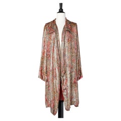 Evening coat in multicolor jacquard silk lurex from Lyon (France)  Circa 1920/30